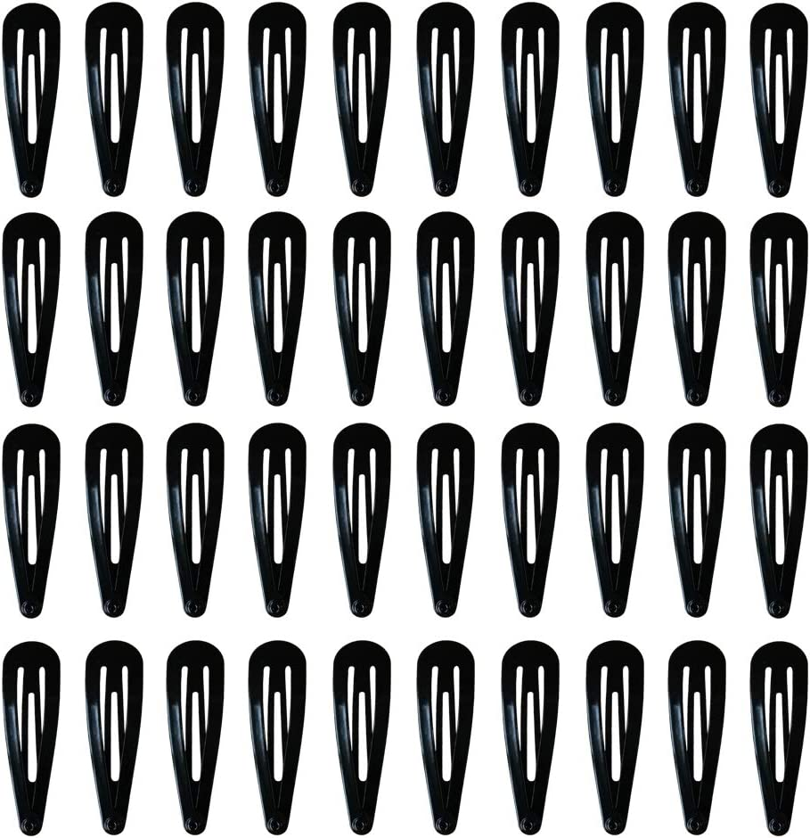 2 Inch Black Barrettes Women Metal Snap Hair Clips Accessories