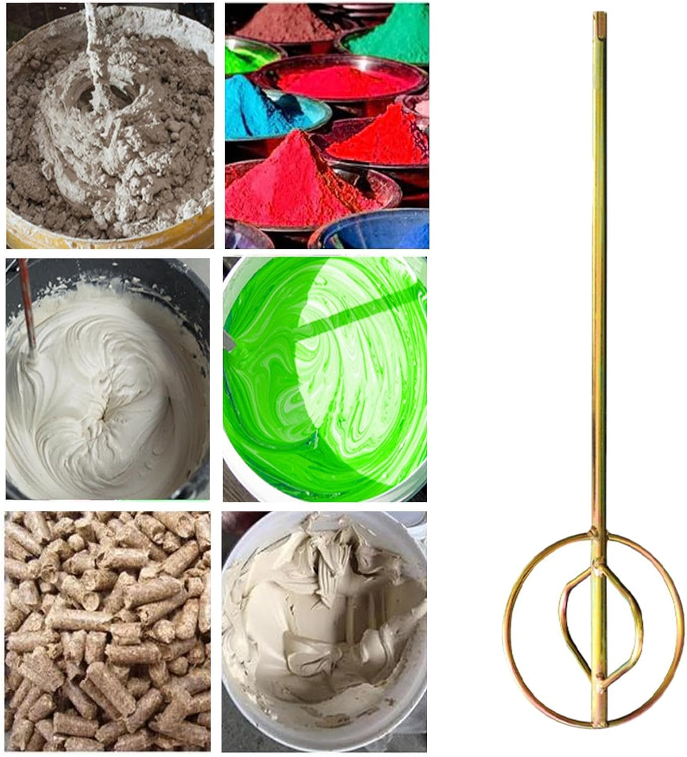 Eigell Paint Mixing Rod Small Electric Mixing Rod round Handle Heavy Duty Sturdy Hand Drill Paint Mud Mixer for Workplace Mortar, Type A - Type A image number 3