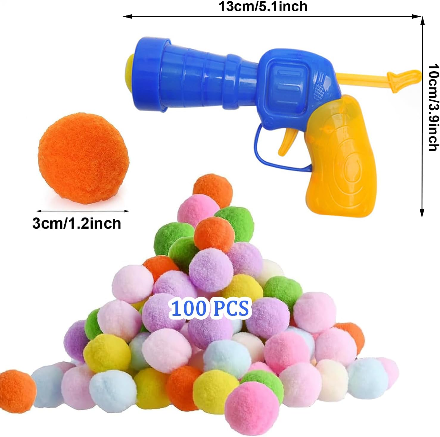 SXFENG Cat Toys Interactive Cat Toy 100Pcs Cat Pom Pom Balls with Cat Toy Launcher Cat Toy for Cats and Kittens Toy for Indoor Pets Cat Exercise Training Chasing (100Pcs) image number 5
