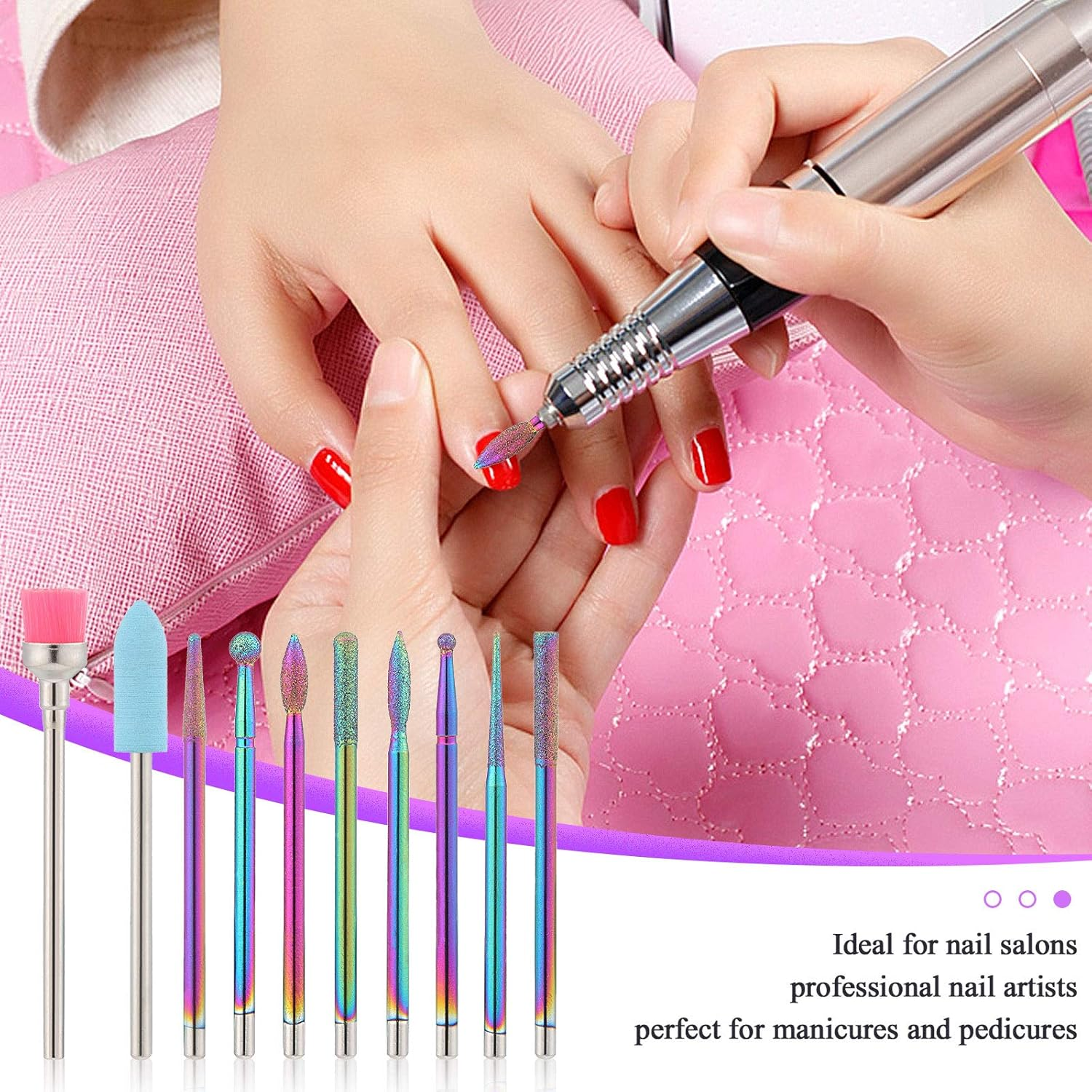 Gukkk 17 Piece Nail Cutter Bit Attachment Set, 7 Pieces Ceramic Nail Cutter Bits and 10 Piece Diamond Bits Set, Professional Removal Gel Acrylic Cuticle for Manicure Pedicure Home Use image number 3