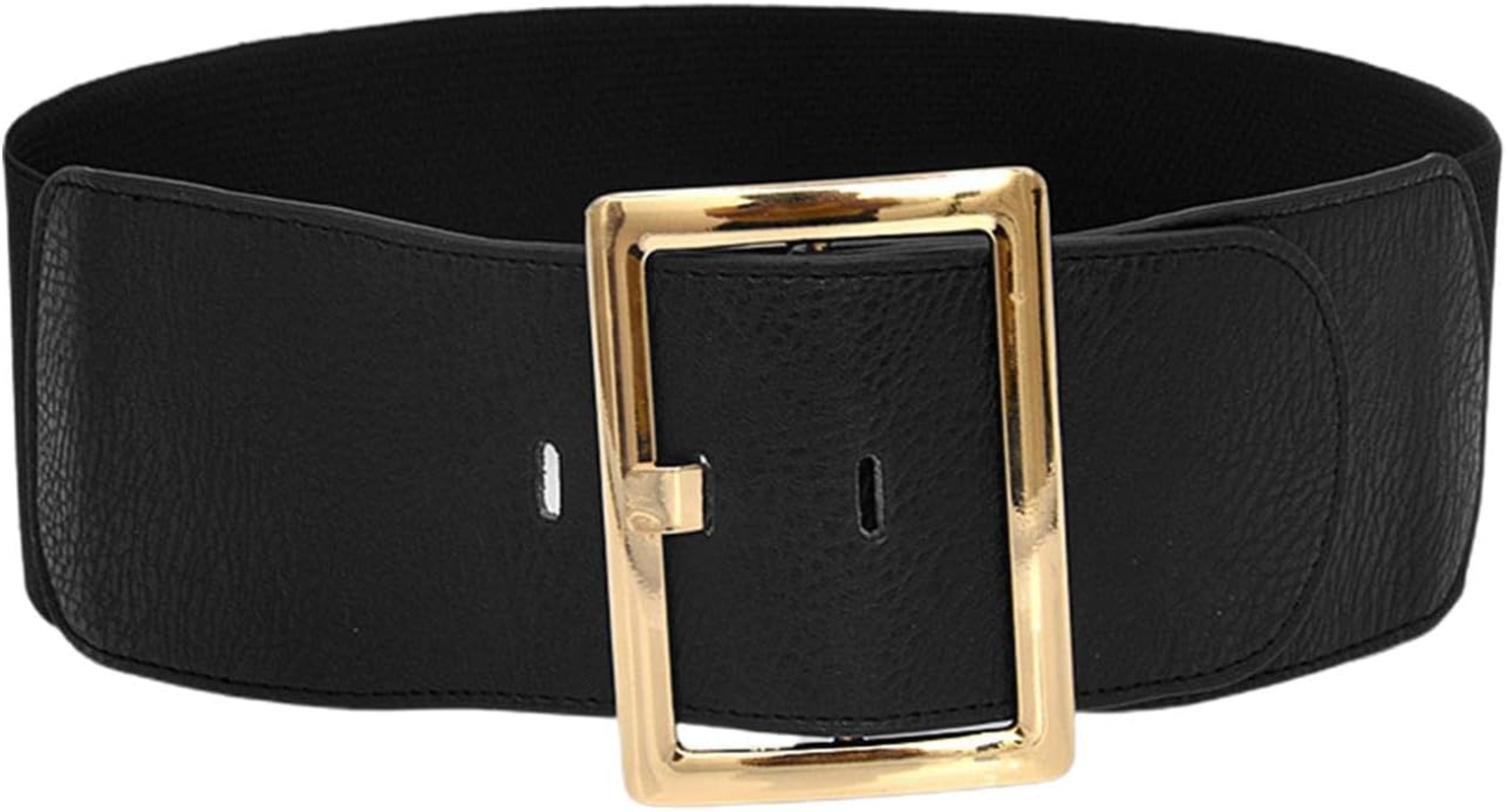 Yuksok Women'S Stretch Belt,Cinch Belt,Wide Elastic Belt, Chic,Soft Vintage Style, Metal Buckle Cinch Waistband Women Wide Waist Belt for Dress Coat image number 1