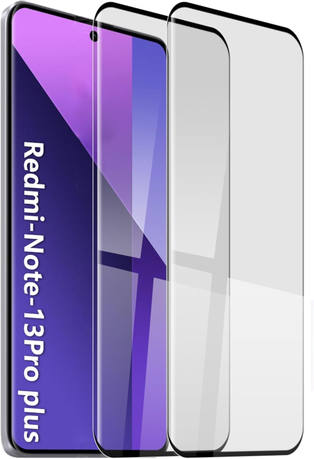 HCT STYLE 3D Tempered Glass Screen Protector for Curved 6.67 Inch Smartphone Screens - for Xiaomi Redmi Note 13 Pro, Pack of 2 with Cleaning Cloths and Dust Stickers