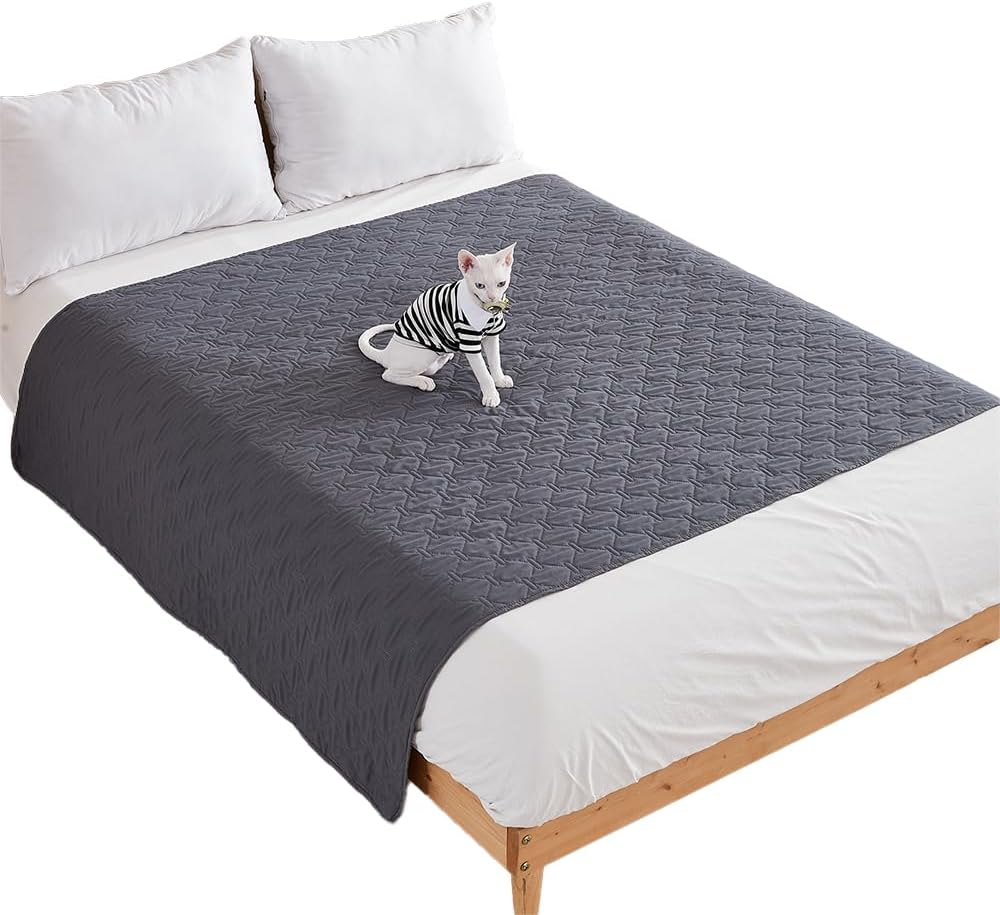 Waterproof Dog Bed Cover Anti-Slip Dog Couch Washable Pet Blanket Cover Waterproof Protector Cat Bed Couch Cover for Furniture Bed Couch Sofa 130X200Cm (Grey) (130 * 200) image number 4