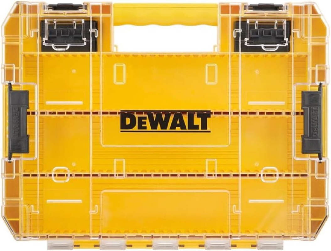 DEWALT Tough Case (Large) with Dividers Organizer, Tool Box, Storage Case, Tool Box, Transparent Lid, Removable Tray, Stacked Storage, Screws, Bits, Small Storage