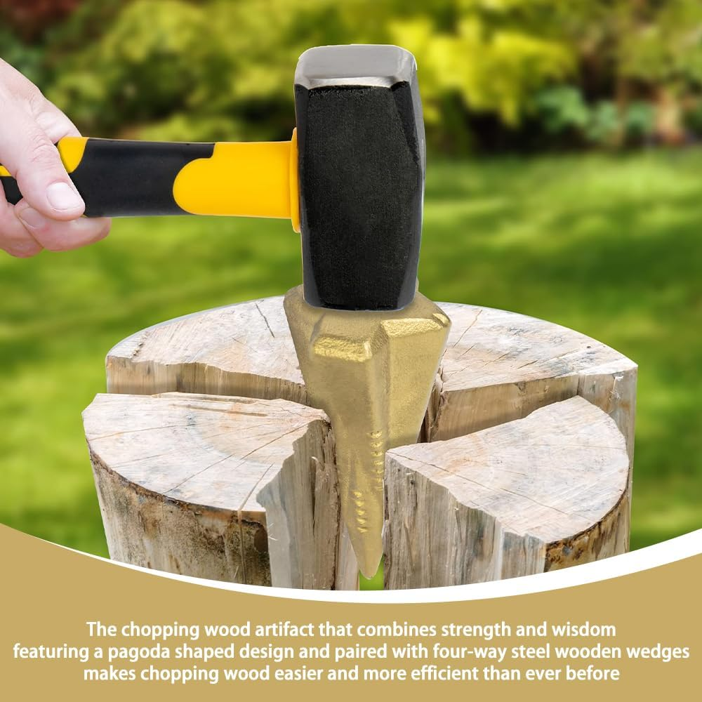 Manual Log Splitter Wedge - 5Lb Heat-Treated Wood Grenade Drop-Forged and Heavy Duty image number 5