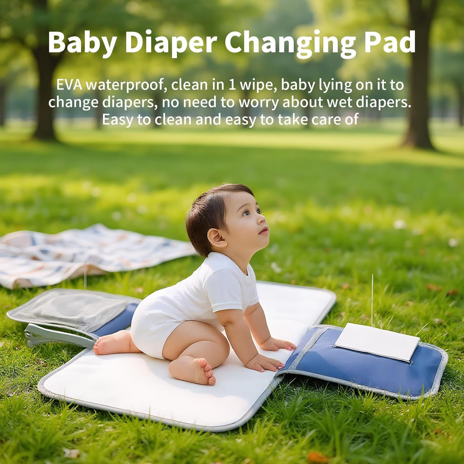 Baby Changing Pad - Diaper Mat Changing Pad for Babies | Reusable Stroller Accessories Travel Supplies for Nursery Daycare Hospital Postpartum Picnic Camping Airplane Boy Girl image number 1