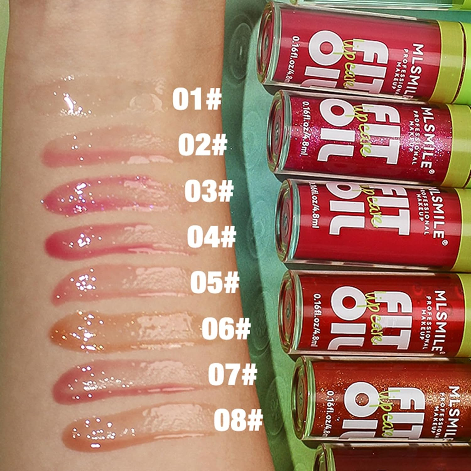 Volksrose 4Pcs Lip Gloss Oil Set, Hydrating Lip Glow Oil, Flavored Lip Gloss Packs, Fruit Lipgloss Tinted Lipoil Set for Women Girls Teens, Lip Balm for Dry Lips Nourishing, A - B image number 2