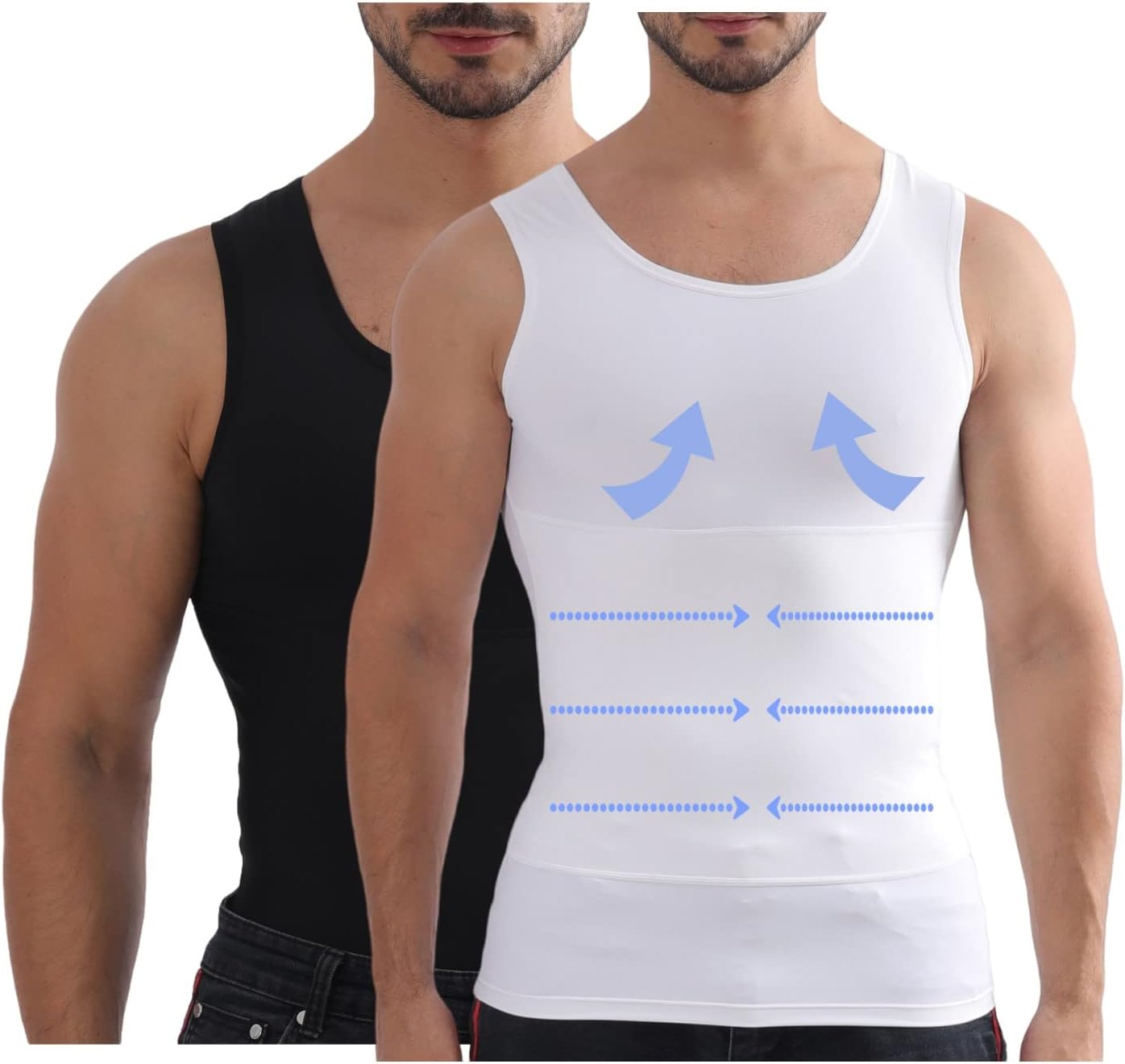 Men Slimming Tummy Control Chest Compression Hide Gynecomastia Undershirt Shapewear