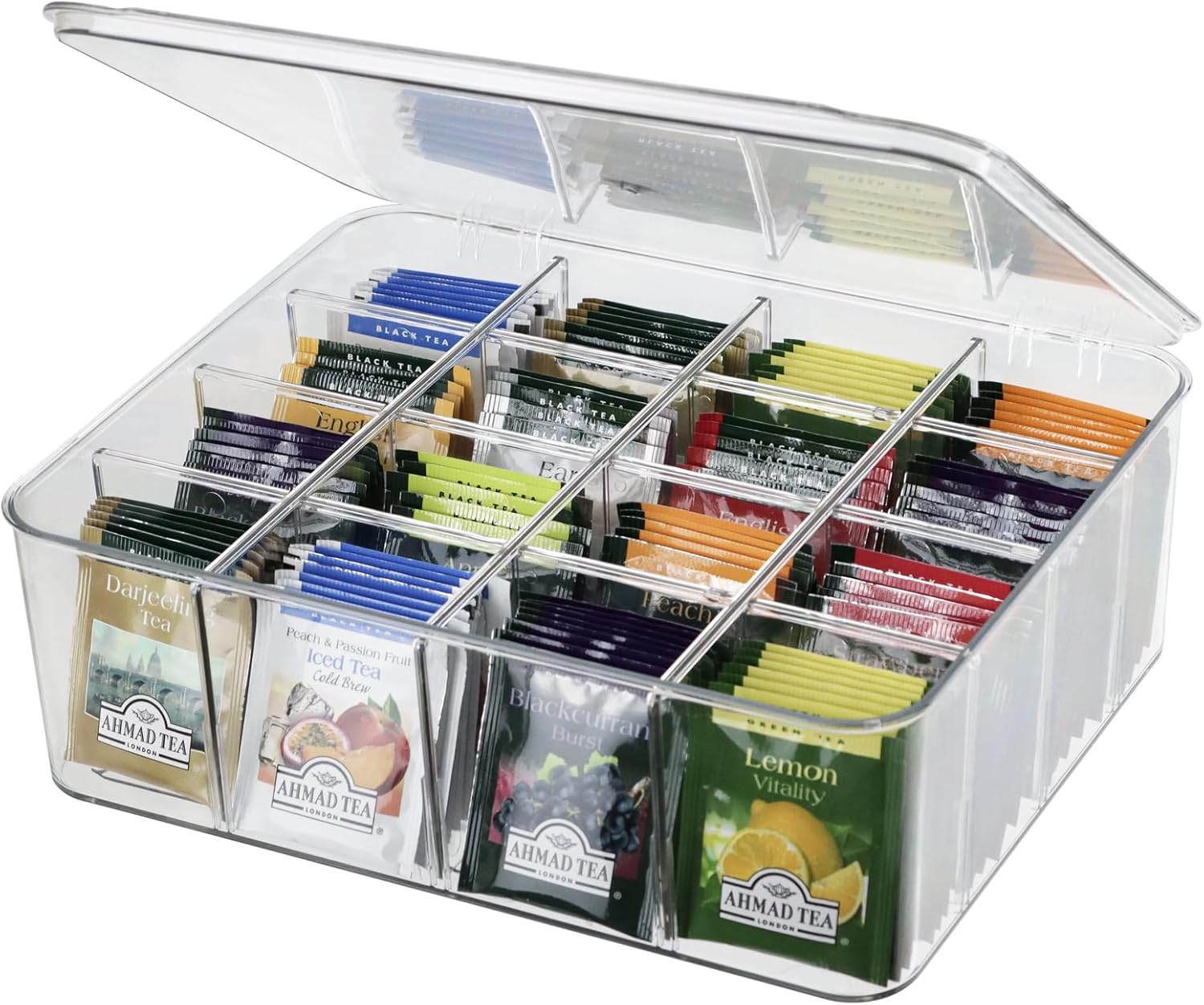 ZEXALOR Socks Underwear Drawer Organzier Dividers, 16 Compartment Removable Divided Plastic Storage Bin with Lid, Storage Organizer for Scarves Ties Bras, Clear Dresser Drawer Organizers - Large-16 Grids image number 2