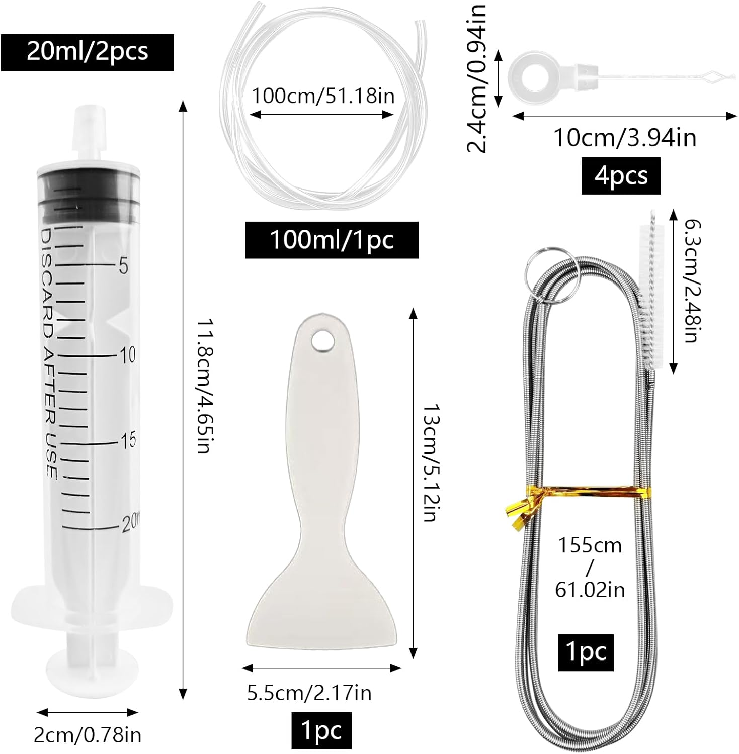 9-Piece Fridge Cleaning Set, Fridge Drain Cleaning, Fridge Cleaner Set with Fridge Brush, Hose, Syringe, De-Icing Shovels, Plunger, for Unblocking Drain Holes, Refrigerators image number 4