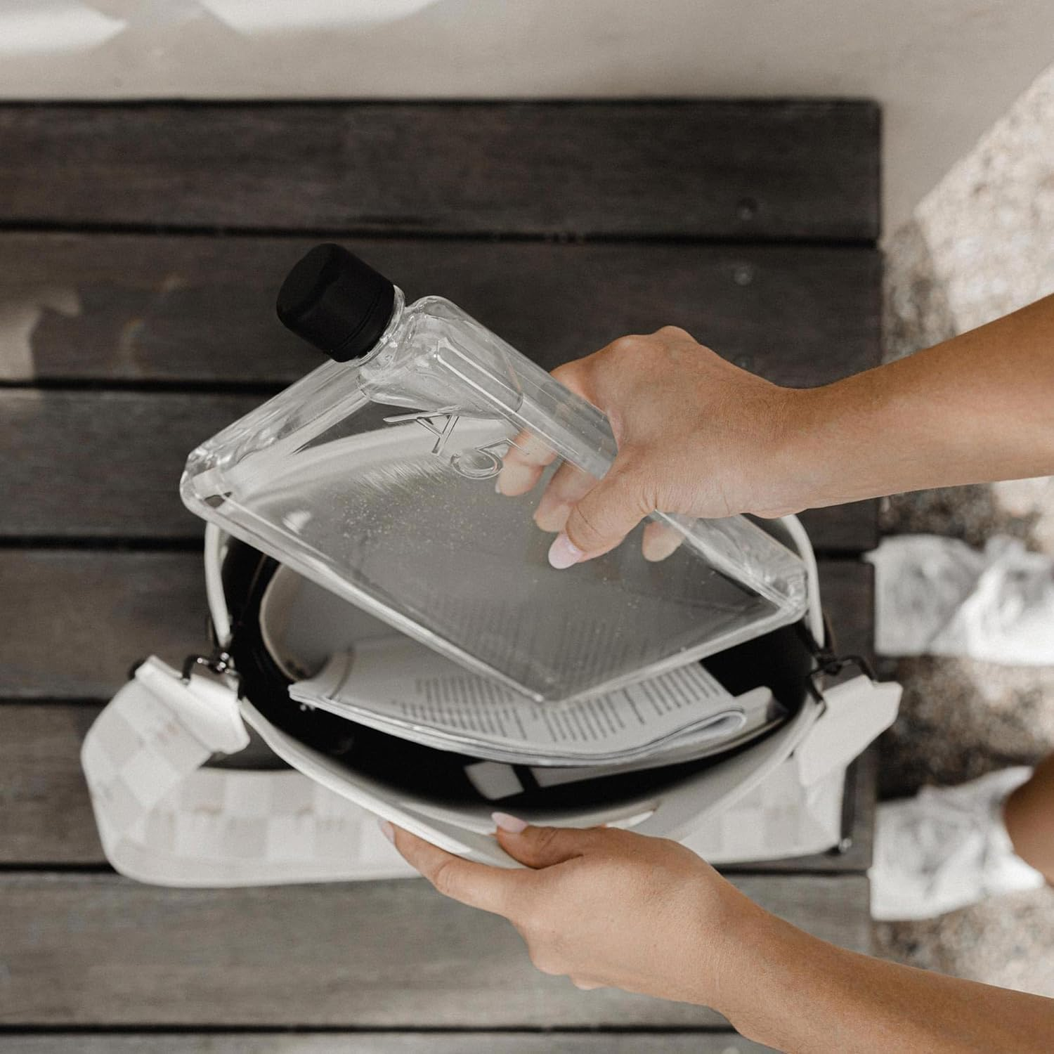 Slimbottle A5 (25Oz / 750Ml) & A6 (14Oz / 420Ml) the Flat Water Bottle That Fits in Your Bag I BPA FREE I Transparent/Clear Water Bottle (A6-420Ml) image number 3