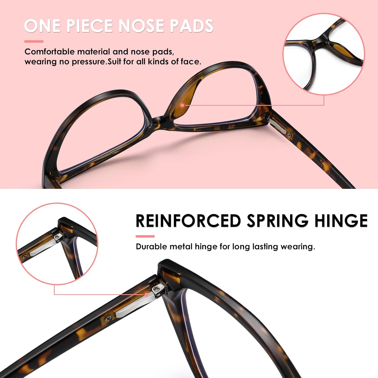 TEAPLMTT 2 Pack Cat Eye Blue Light Blocking Glasses for Women Trendy TR90 Frame anti Blue Ray Eyesatrain Computer Eyeglasses - Tortoise+Clear image number 5