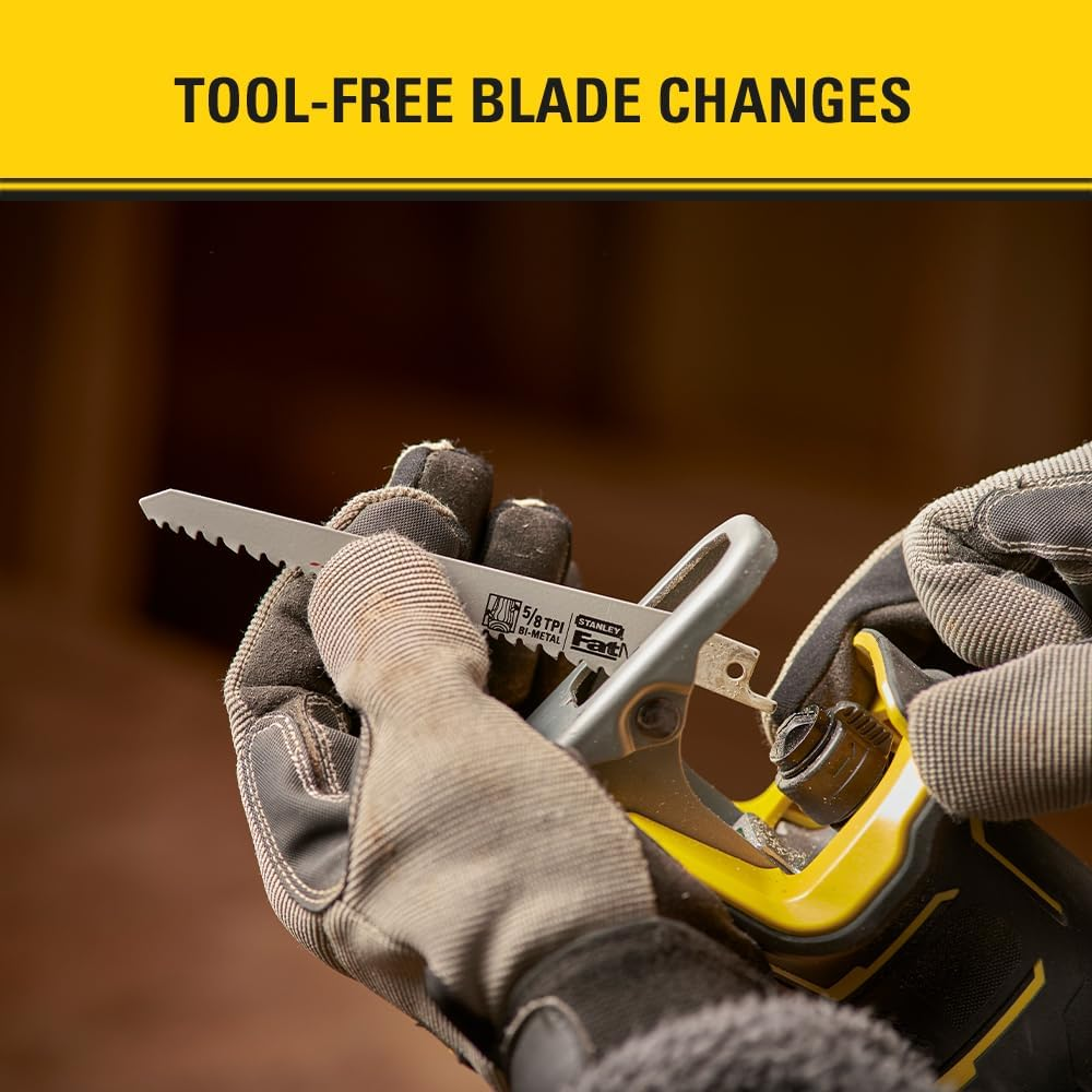 STANLEY FATMAX V20 | 18V Brushless Reciprocating Saw - Brushless Motor Delivers up to 3,200 SPM, 2-Speed, 29Mm Stroke Length, LED Work Light, Saw Only image number 2