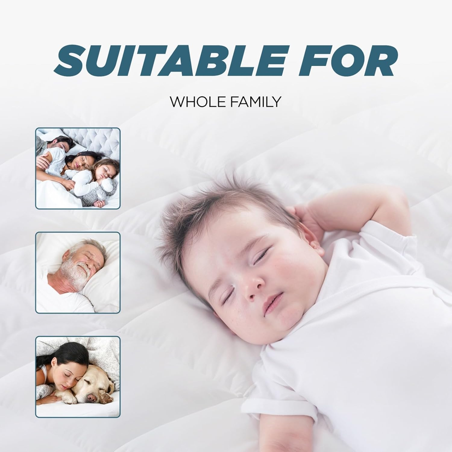 ZOUK Super King Mattress Topper &ndash; 10Cm Thick, Quilted & Extra Deep &ndash; Ultra Soft & Breathable Microfiber Mattress Topper Super Kingsize Bed with Secure Elastic Straps image number 4