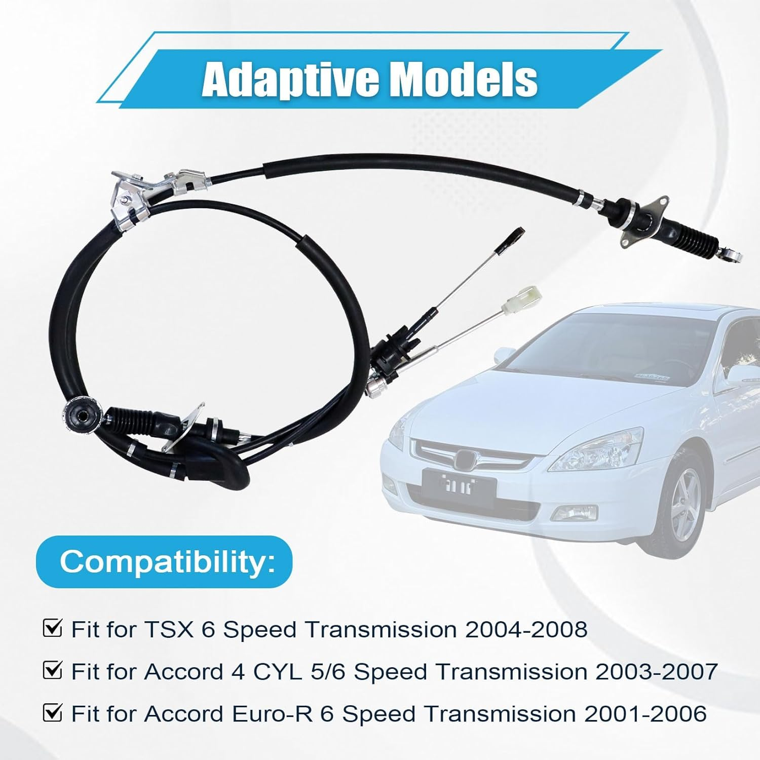 NLQR Transmission Manual Shifter Cables Compatible with Honda Accord 2003-2007 Accord Euro-R 2001-2006 TSX 2004-2008 K24 5 or 6 Speed Transmission # 54100-SDA-A01 54310-SDA-L02 image number 4