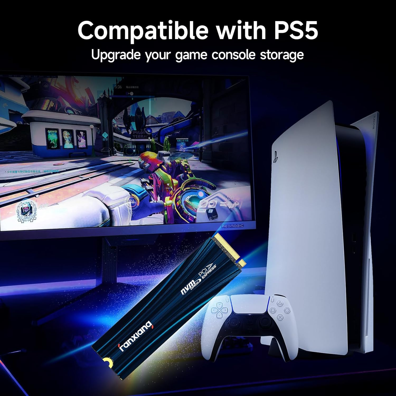 Fanxiang 1TB SSD Nvme SSD Pcie Gen4 Gaming SSD M.2 2280, up to 7100Mb/S Compatible with PS5, Internal Solid State Drive for Gamers, Professionals, Creators S880E image number 5