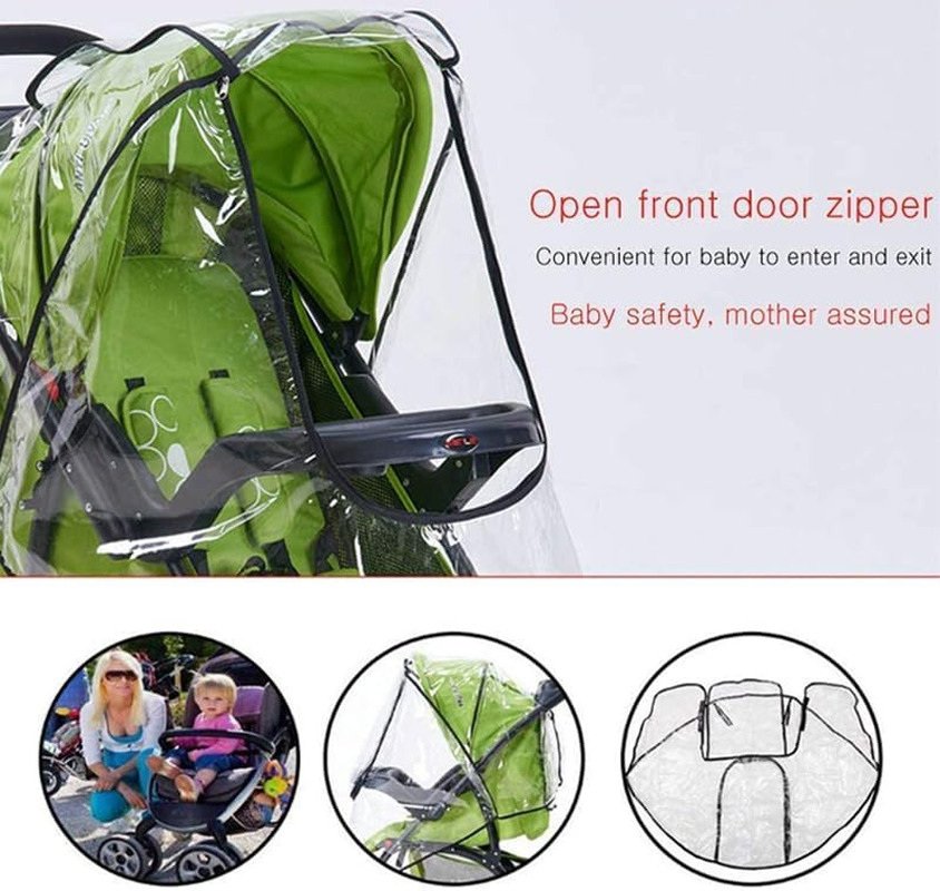 AIMALL Universal Rain Cover for Pushchair Stroller Baby Buggy Weather Shield Pram, PVC Transparent with Zipper Window, Windproof, Dustproof, UV Protection image number 5