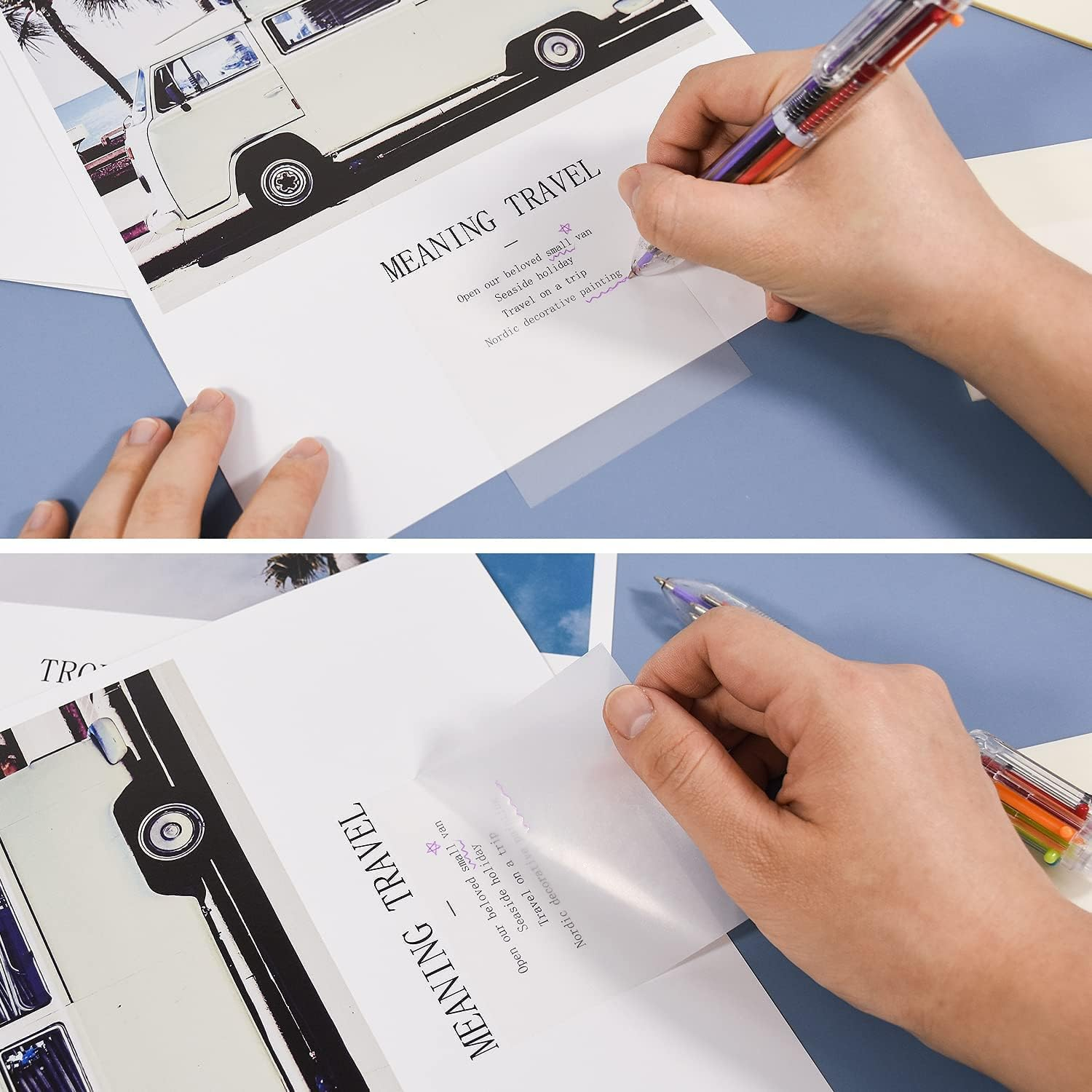 100Pcs Transparent Sticky Notes Self-Stick Note Pads, Transparent Self Adhesive Removable Transparent Notes Perfect for Studying and Writing in Text Books，Apply to Office, School (75*75Mm) image number 3