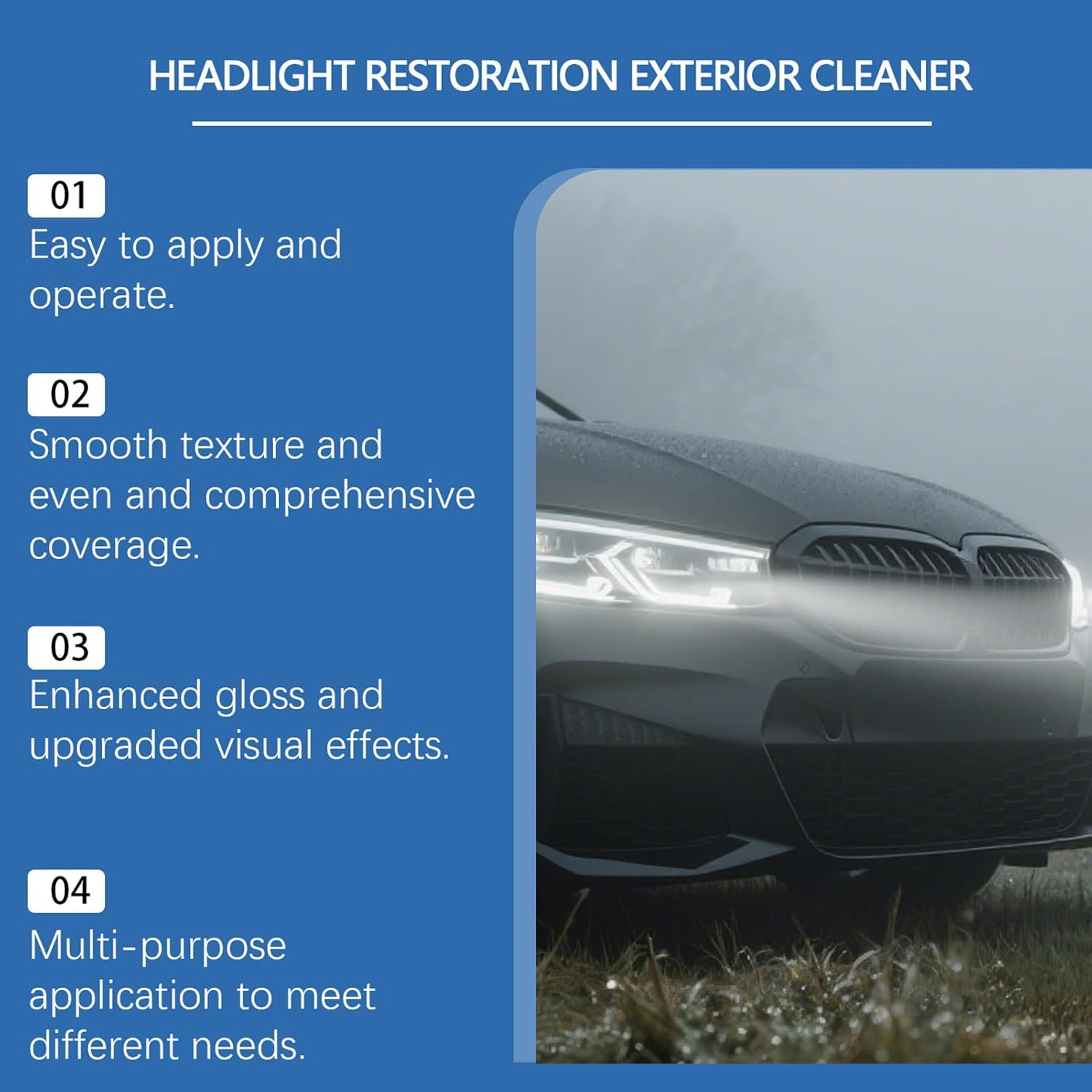 Lmyit Headlight Restoration Kit, Headlight Lens Restorer Kit, Automotive Refurbishing Spray with Sponge and Towel for SUV Motorcycle Truck Detailing Projects Vehicle Maintenance image number 3