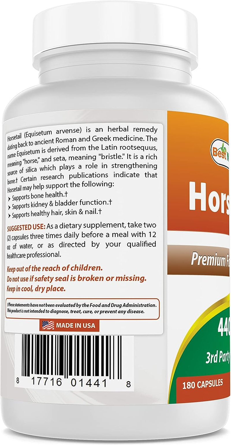 Best Naturals Horsetail 440 Mg 180 Capsules (180 Count (Pack of 3)) image number 1