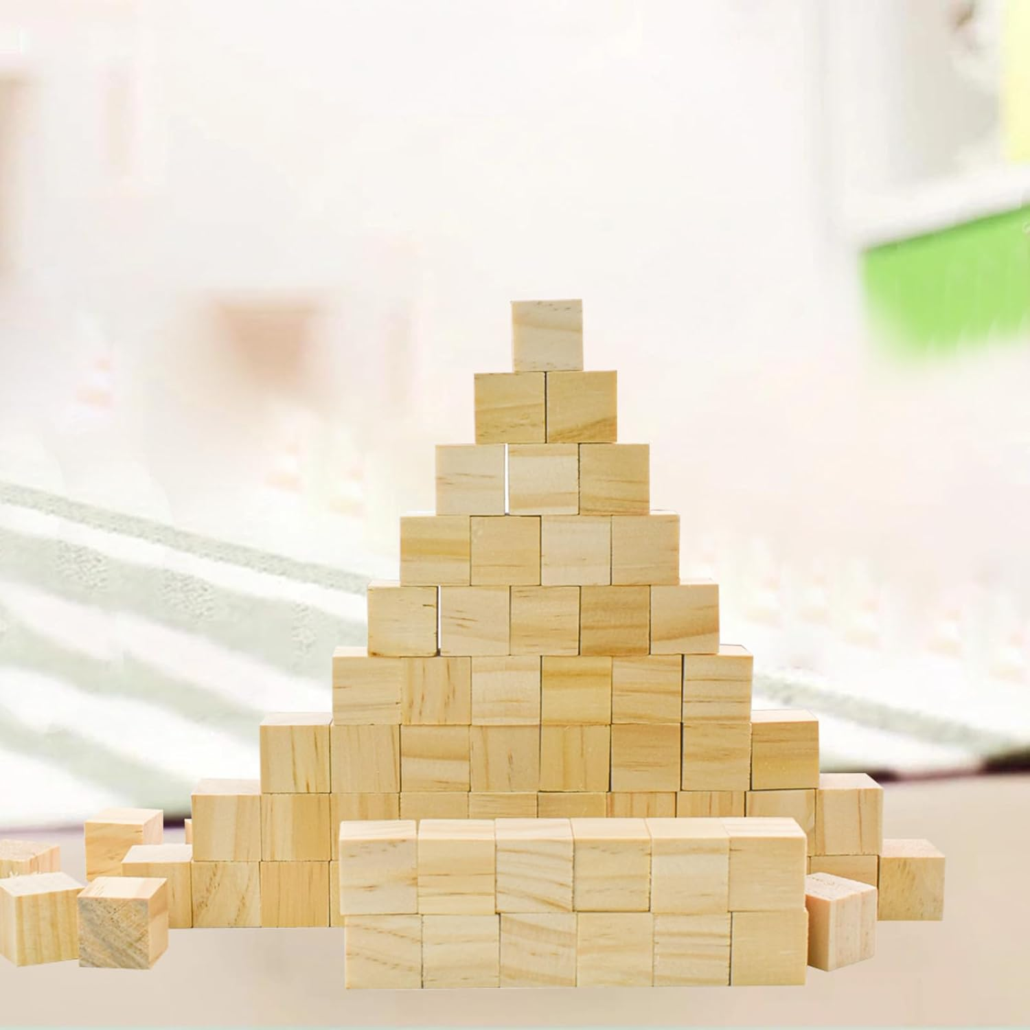 Enkrio Wood Blocks for Crafts 3/4 Inch Wooden Cubes Pack of 100 Unfinished Wood Square Blocks for DIY Projects