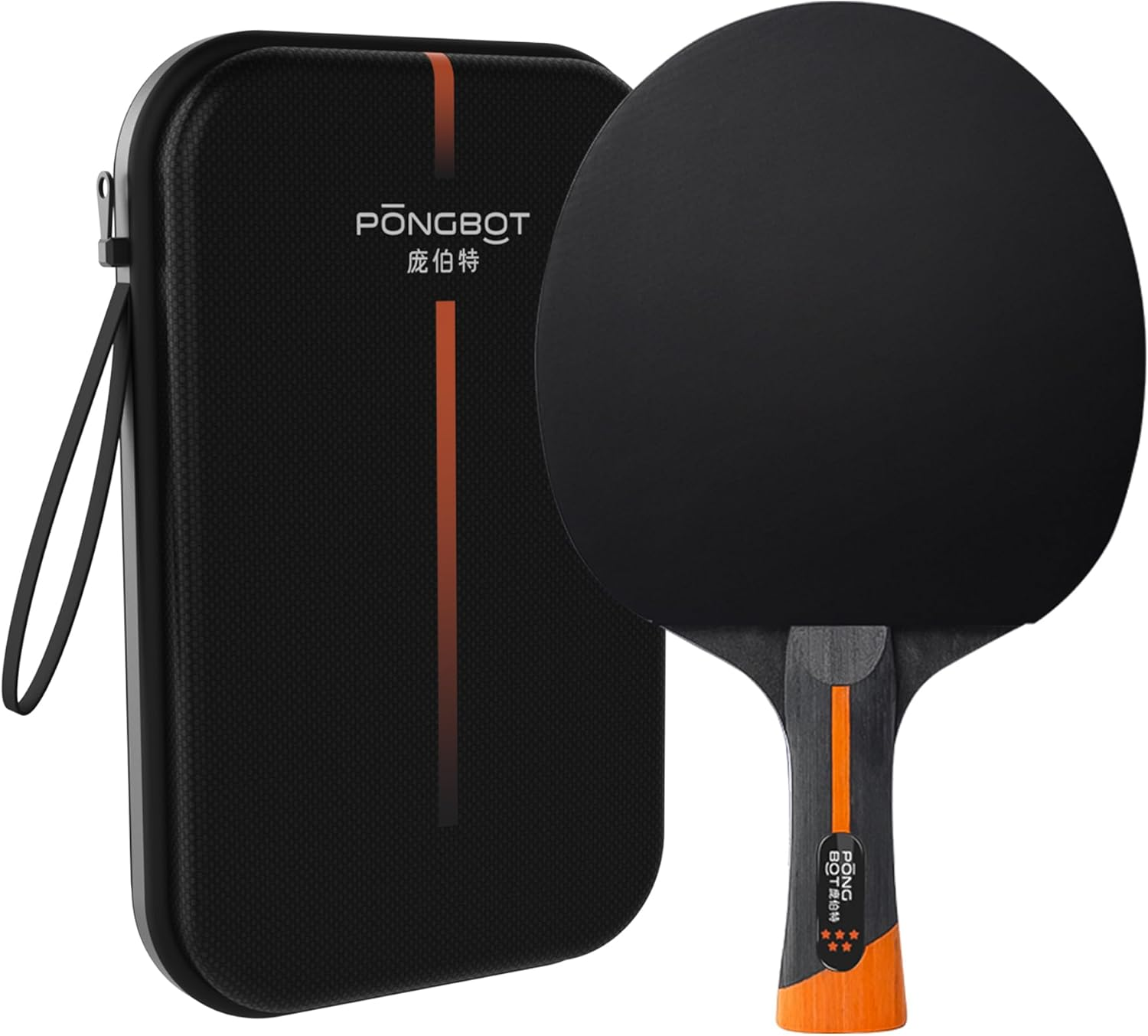 PONGBOT Five-Star Ping Pong Paddle, Professional Level Table Tennis Racket with Hard Case, Carbon Fiber, 7-Ply Blade, Premium Rubber, for Competitive Tournaments and Serious Players image number 4