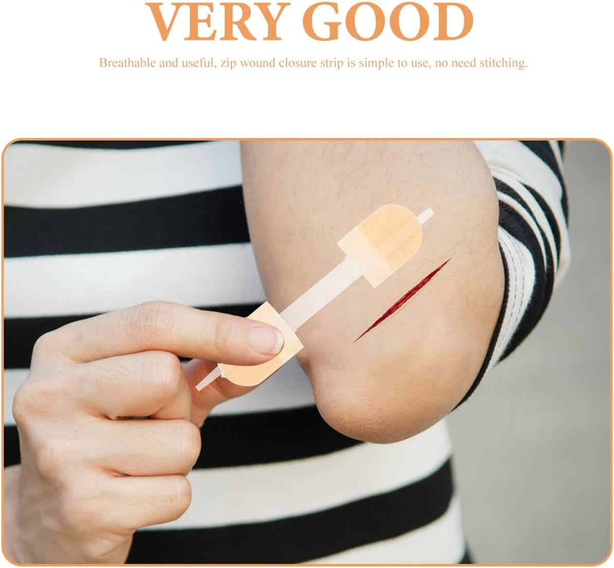 FOMIYES 3Pcs Waterproof Zip-Stitch Wound Closure Strips - Pain-Free No-Sew Skin Tape for Secure Healing, Seamless Adhesive Bandages for Outdoor and Active Use image number 1