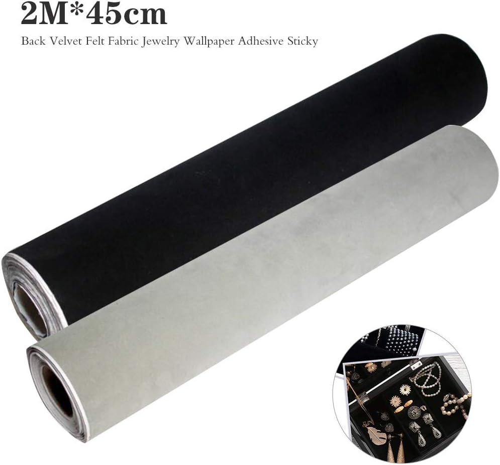 Self Adhesive Felt Roll, Multifunctional Decorative Soft Velvet Sticky Back Felt, Simple Modern Solid Color Drawer Liner for Jewelry Wall Photo Frame (Grey) - Blue image number 4