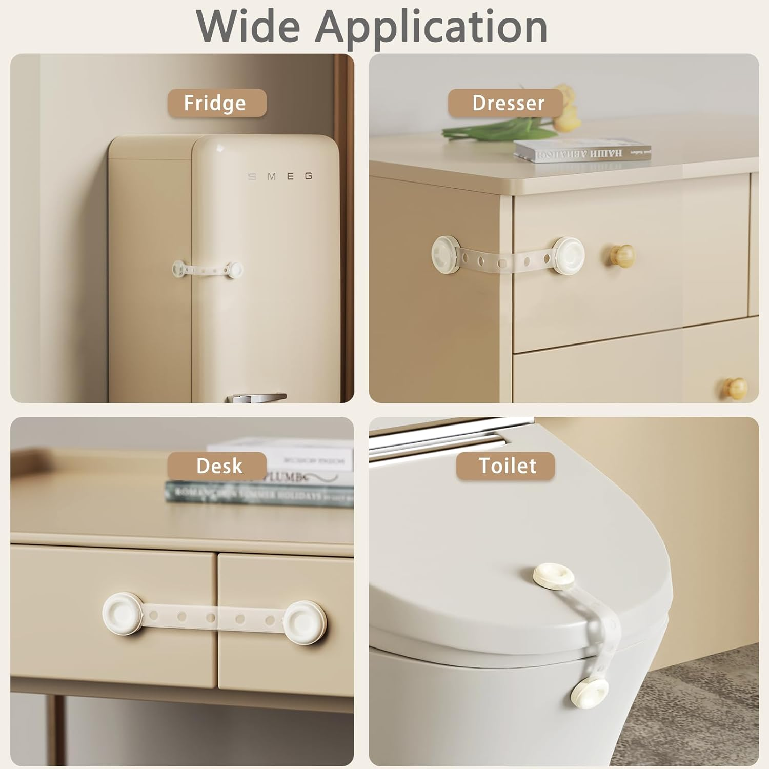 Child Safety Cabinet Locks 8 Pack Baby Proof Cabinet Lock Easy Install with 3M Adhesive No Screws Drilling, Multi-Purpose Latches for Drawers, Doors, Kitchen, Ovens, Toilets image number 4