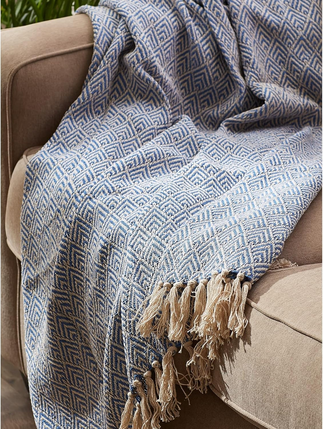 DII Diamond Throw Collection Cotton Woven, 50X60, Artichoke image number 2