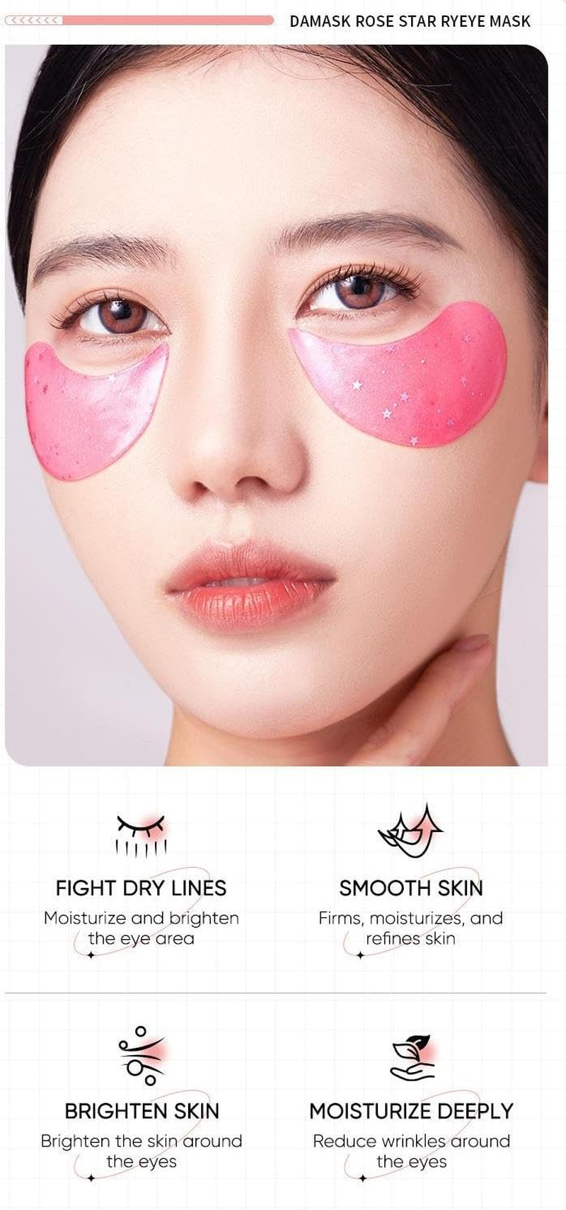 Rose Star Sky Facial Mask Star Sky Eye Mask Moisturizes and Reduces Dark Circles, Fine Lines, Eye Bags and Eye Masks. (Rose Star Sky Facial Mask 80G) - Bamboo Charcoal Starry Eye Film80G image number 2