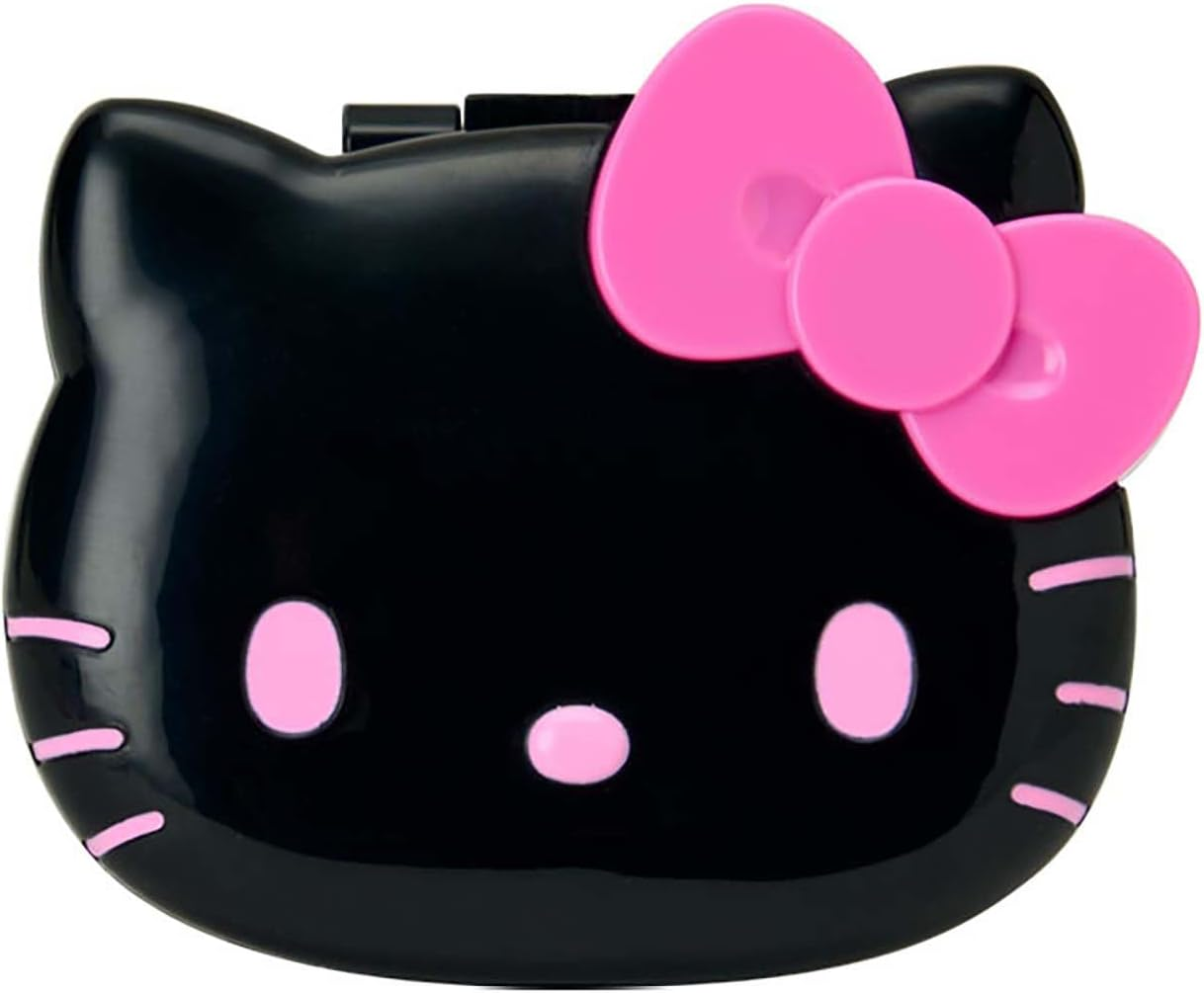 Sanrio 365173 Compact Hair Brush with Mirror (I Love Hello Kitty) Hello Kitty Black image number 2