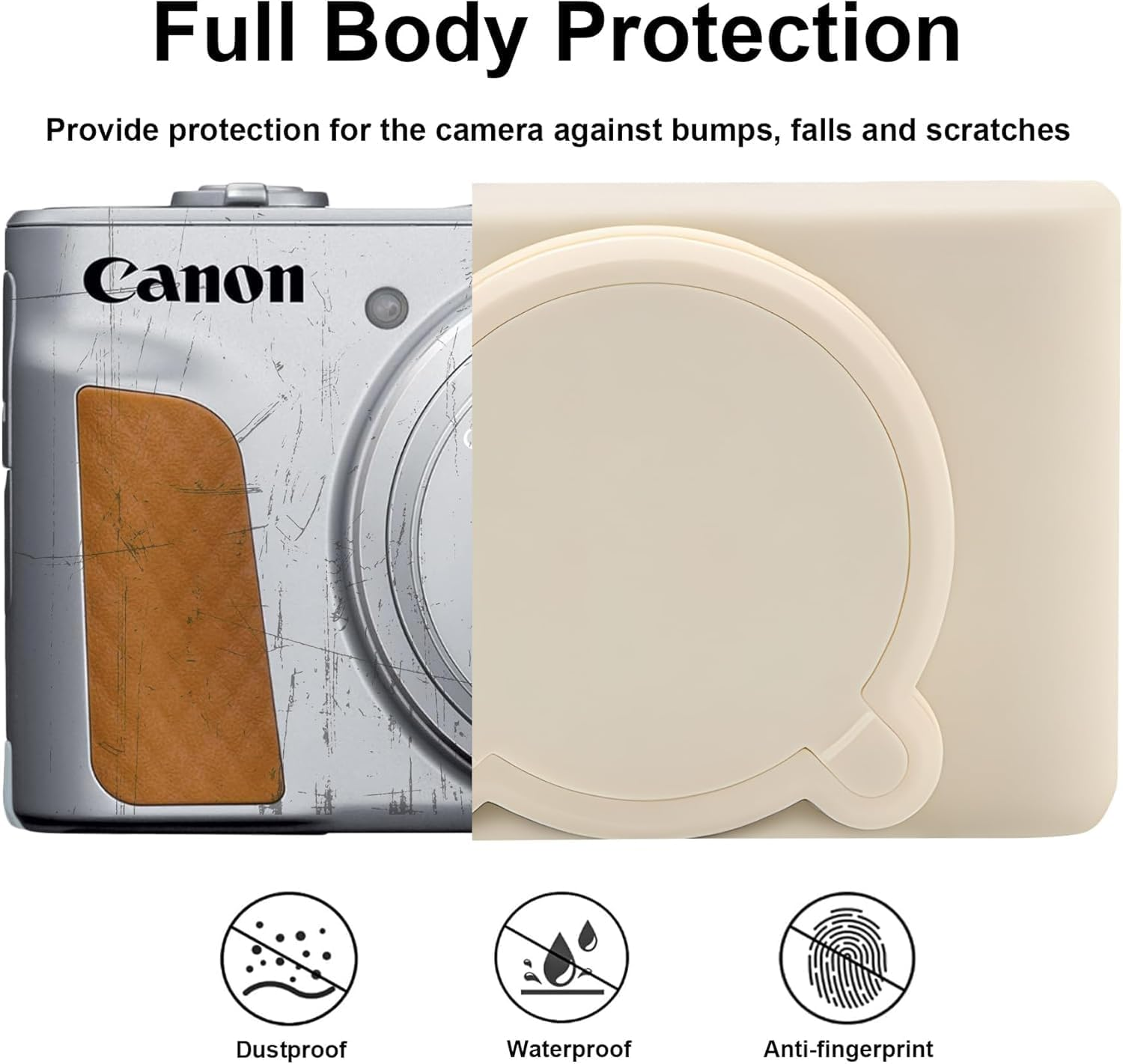 Protective Case for Canon Powershot SX740 SX730, Silicone Digital Camera Case, SX740 Soft Silicone Case Cover Rubber Camera Sleeve with Removable Lens Cover (Mist White) image number 2