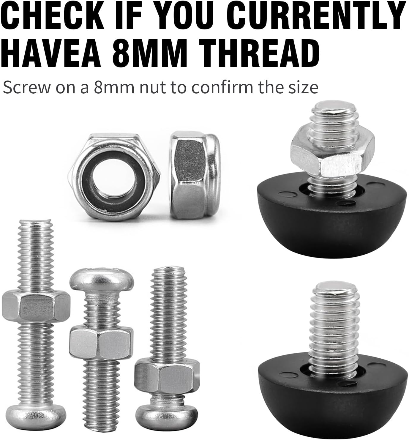 8Mm X 1.25 M8 Leveling Feet Adjustable Furniture Leg Leveler Replacement Outdoor Patio Stainless Steel Screw-In Leveling Feet Glides (16PCS) image number 3