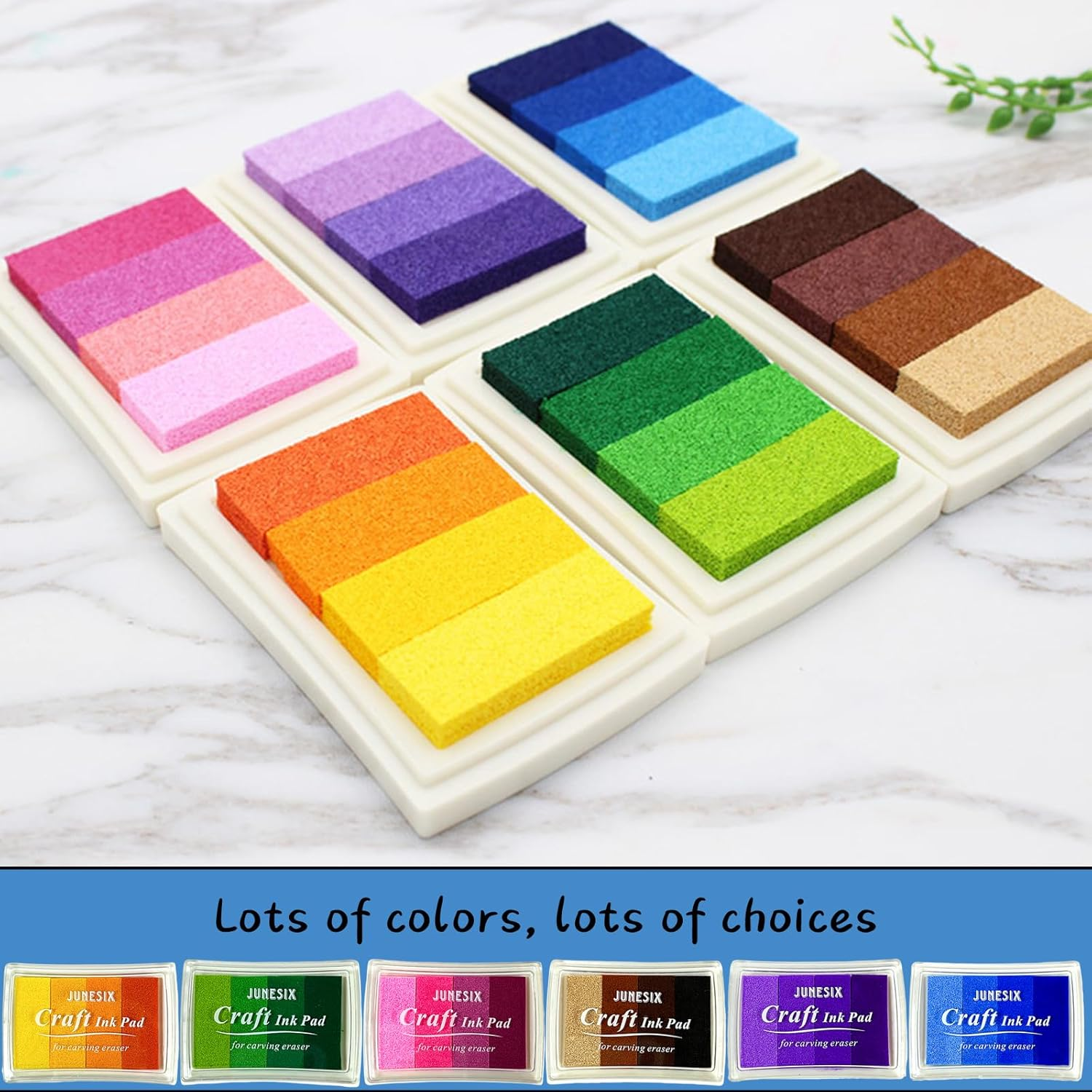 INCAUCA Rainbow Fingerprint Ink Pad, Washable Stamp Pads for Rubber Stamps, Multicolor Craft Stamp Ink Pad, Pigment Ink Pads for Stamping Paper Wood Scrapbook Art Card Making, Gradient Purple - Blue image number 5