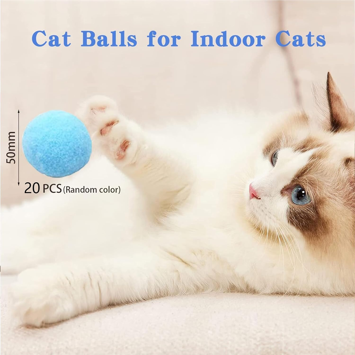 Vebetter Felt Balls for Cats, Pack of 20 Cat Toy Balls, Cat Toy, Felt Cat Balls, Soft Cat Balls, Kitten Pom Poms Ball, Cat Play Toy Indoor, Pompom Ball 5 Cm image number 4
