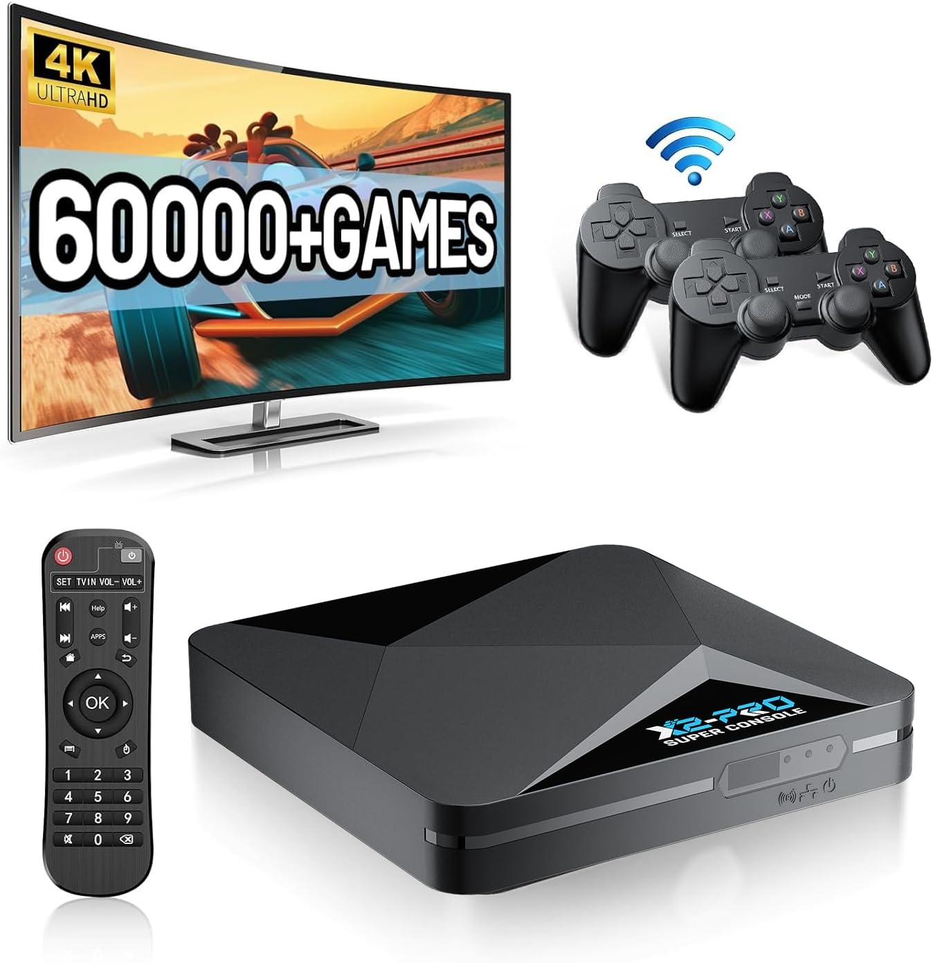 Kinhank Super Console X2 Retro Game Console with 100000+Games,Video Game Console Emuelec 4.5&Android 9.0 in 1,Compatible with PSP/PS1/DC/MAME,2 Controllers image number 3
