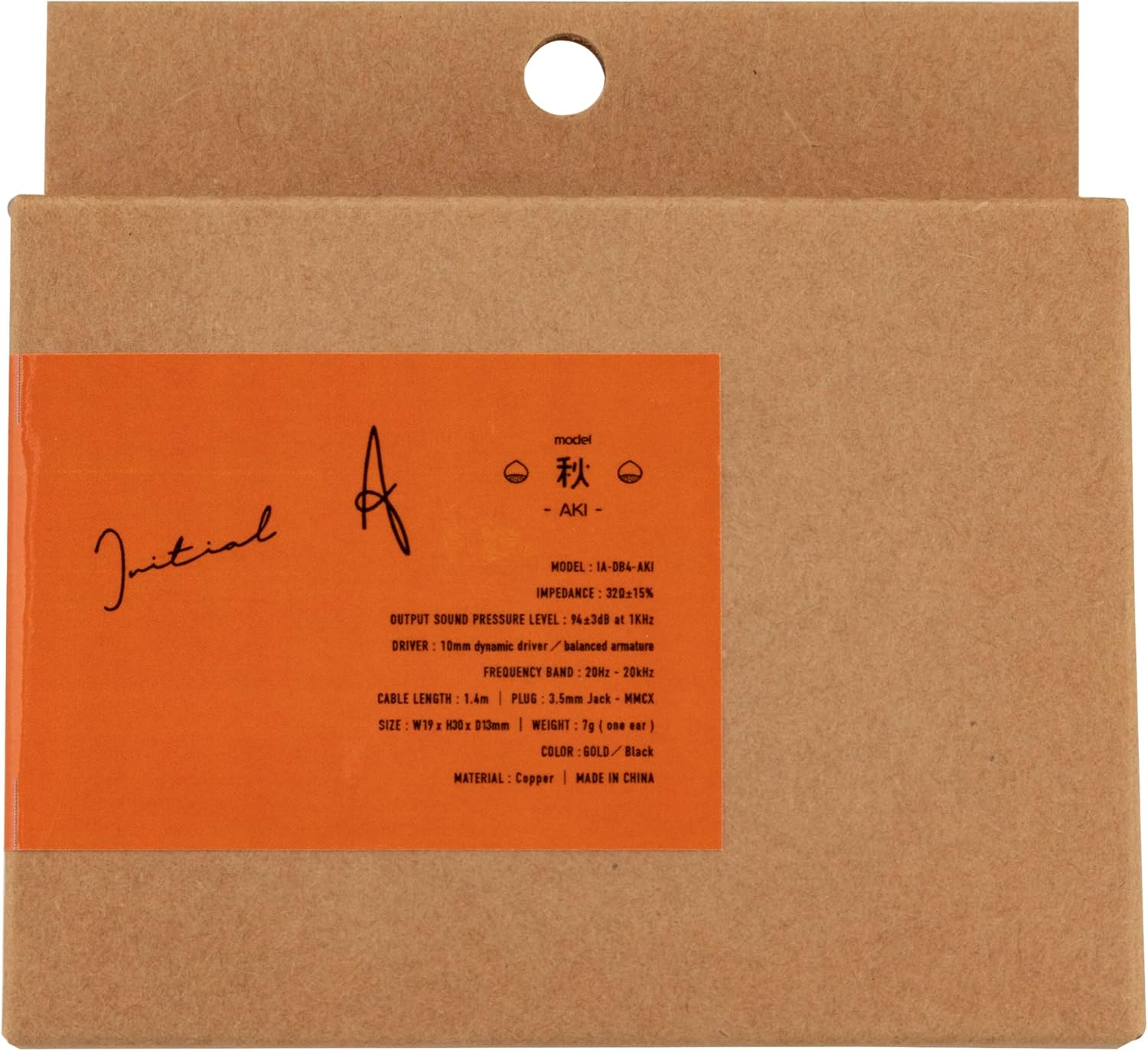 Initial a Autumn - AKI - 0.4 Inch (10 Mm) Dynamic Driver X BA Hybrid Earphones, Gold/Black, Approx. W 0.7 X H 1.2 X D 0.5 Inches (19 X 30 X 13 Mm) image number 4