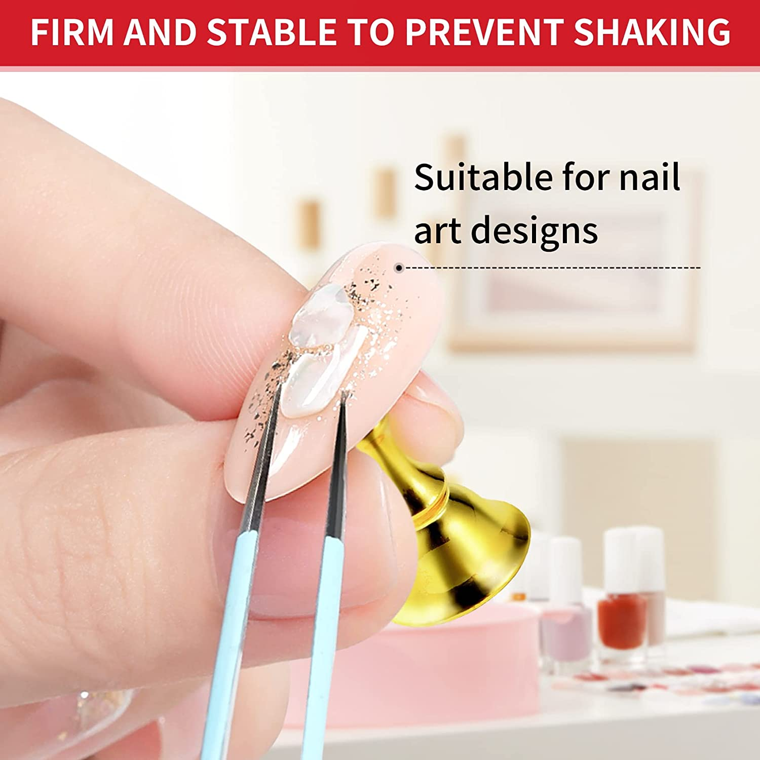 Annhua Nail Stand Acrylic Nail Design Practice Stands Magnetic Nails Holders, Nail Tip Holder for Nail Art Training Fingernail Display Stands Press on Nail Holder for Painting Nails- Silver image number 4
