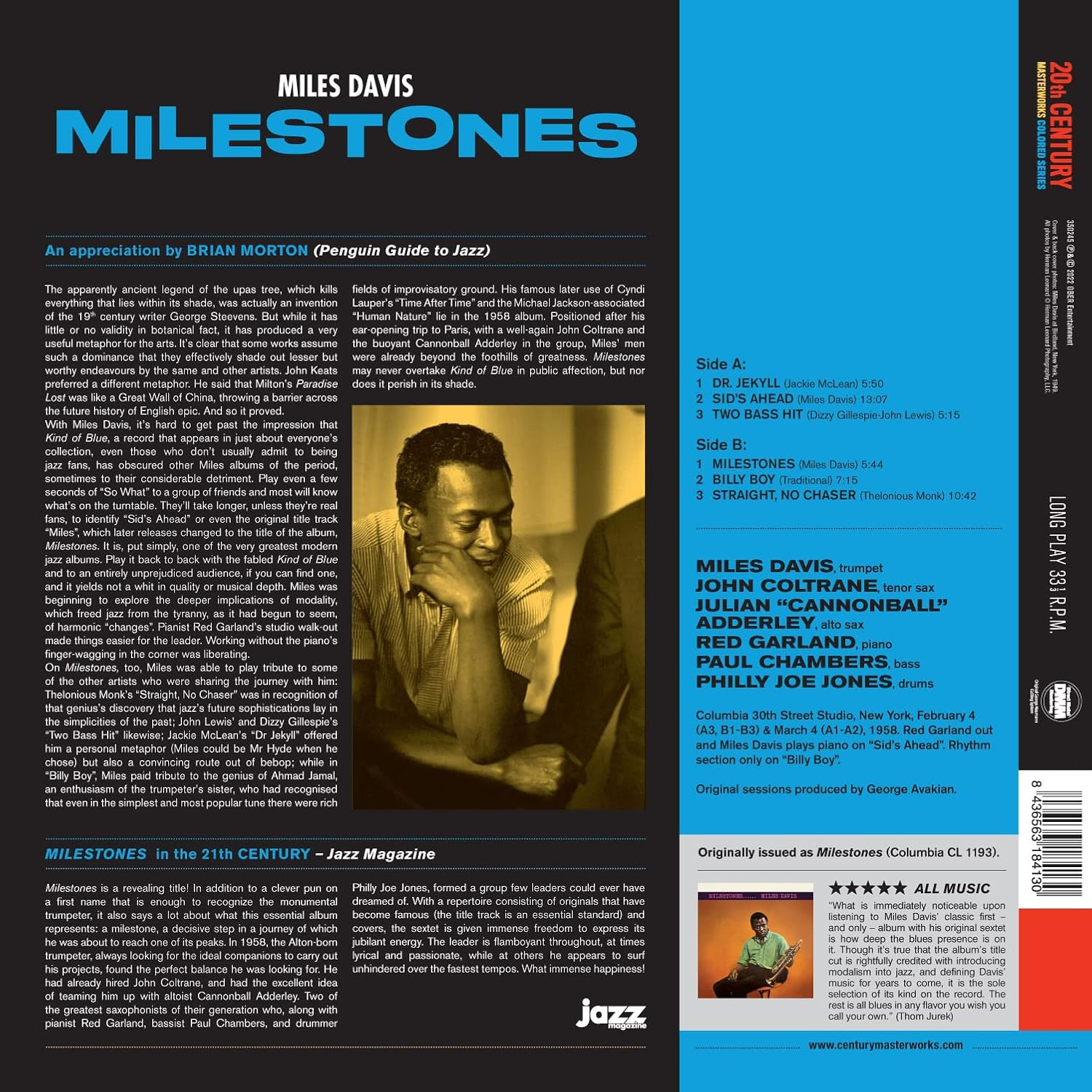 MILES DAVIS - Milestones (Blue Vinyl) [VINYL] image number 2