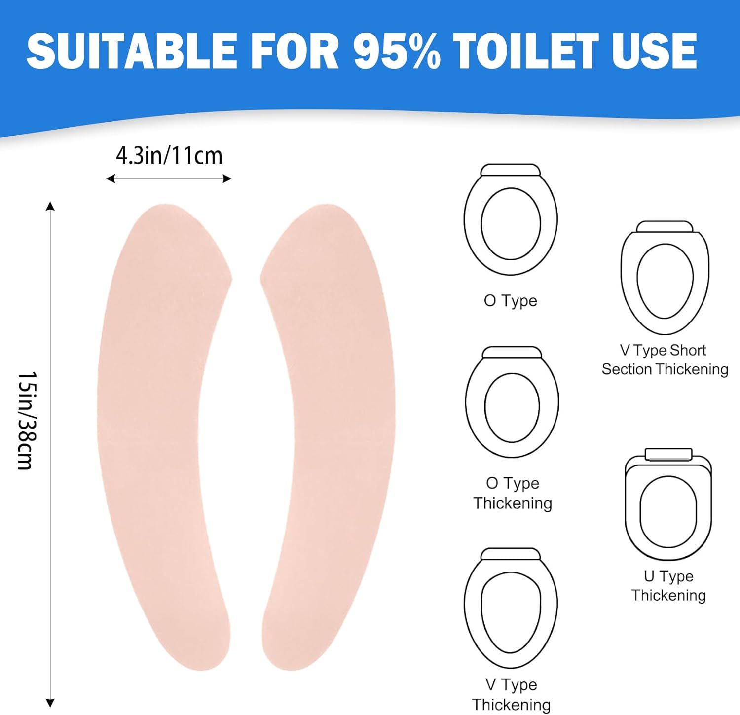 Iensen Thin and Warm Toilet Seat Cover Pad &ndash; Self-Adhesive, Adjustable and Cut-To-Fit, Comfortable and Easy to Clean, Perfect for Home Bathrooms (Pink) image number 4