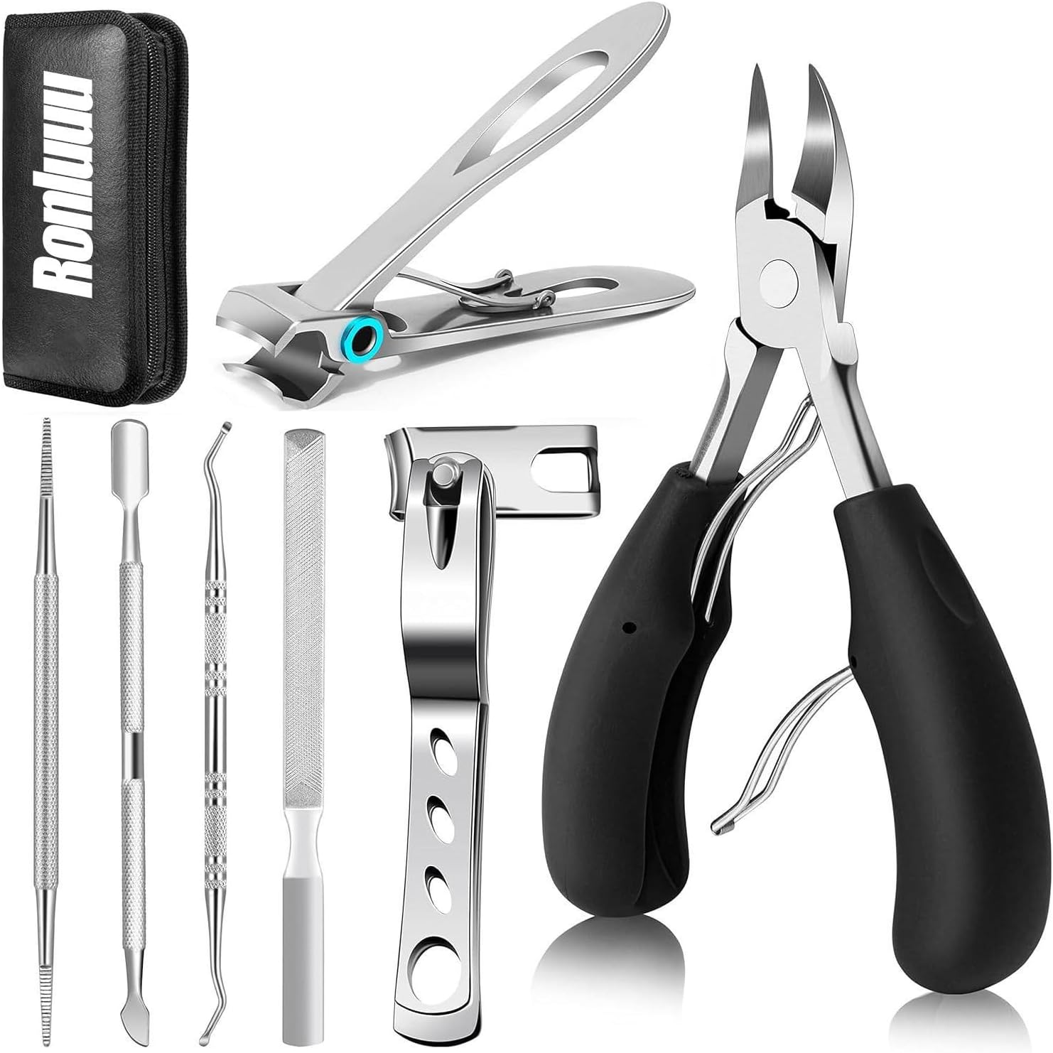 Toenail Clippers for Seniors Thick Toenails, Heavy Duty Toe Nail Clippers Adult Thick Nails Long Handle, 7 in 1 Large Toenail Clippers for Thick Nails