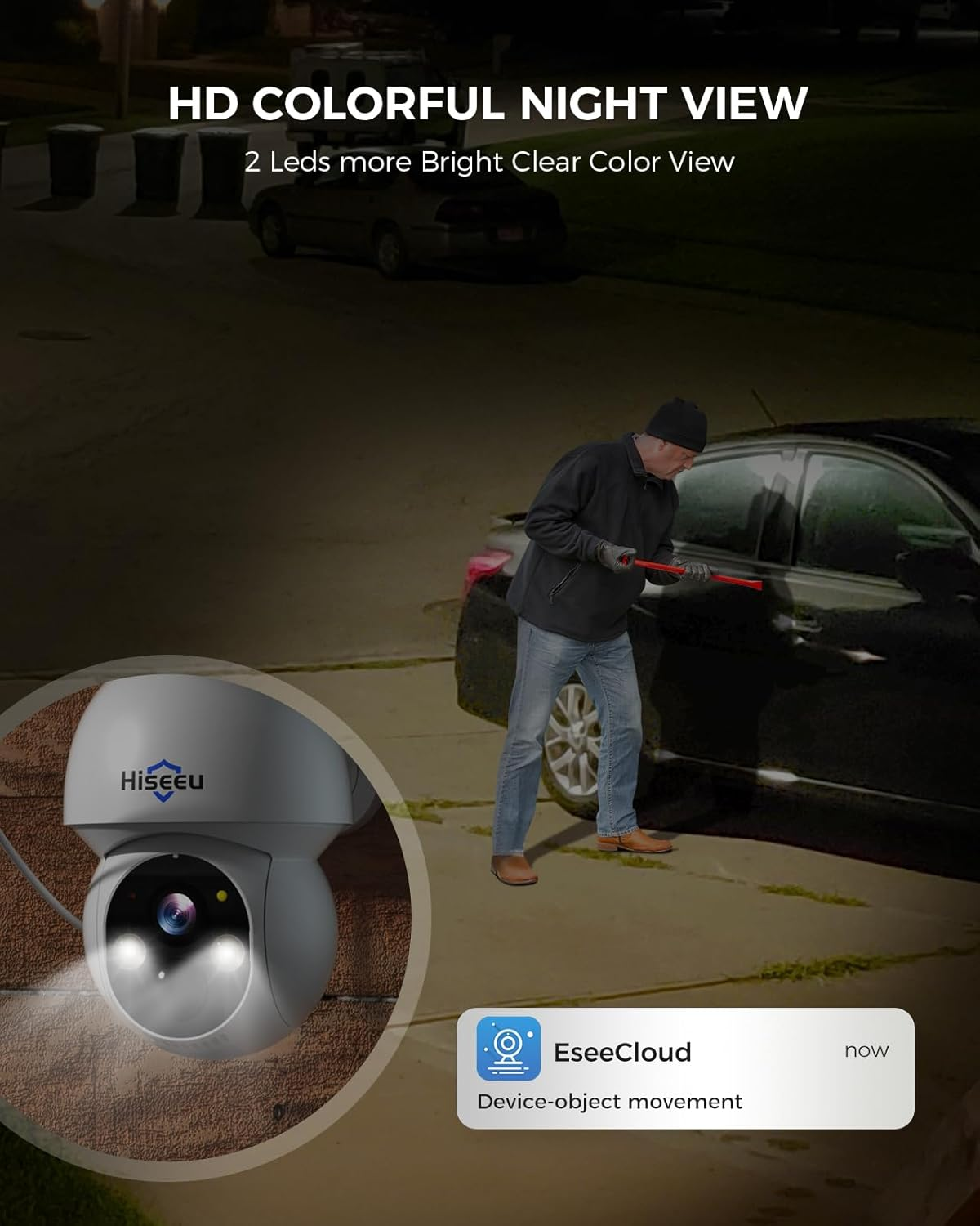 Hiseeu Solar Camera Wireless Outdoor, Home Security Camera System, 2.4G & 5G Wifi, Solar-Powered 4MP 4 Cam-Kit, Color Night Vision, 360&deg; View, Pan & Tilt, 1TB HDD Local Recording, No Subscription image number 5