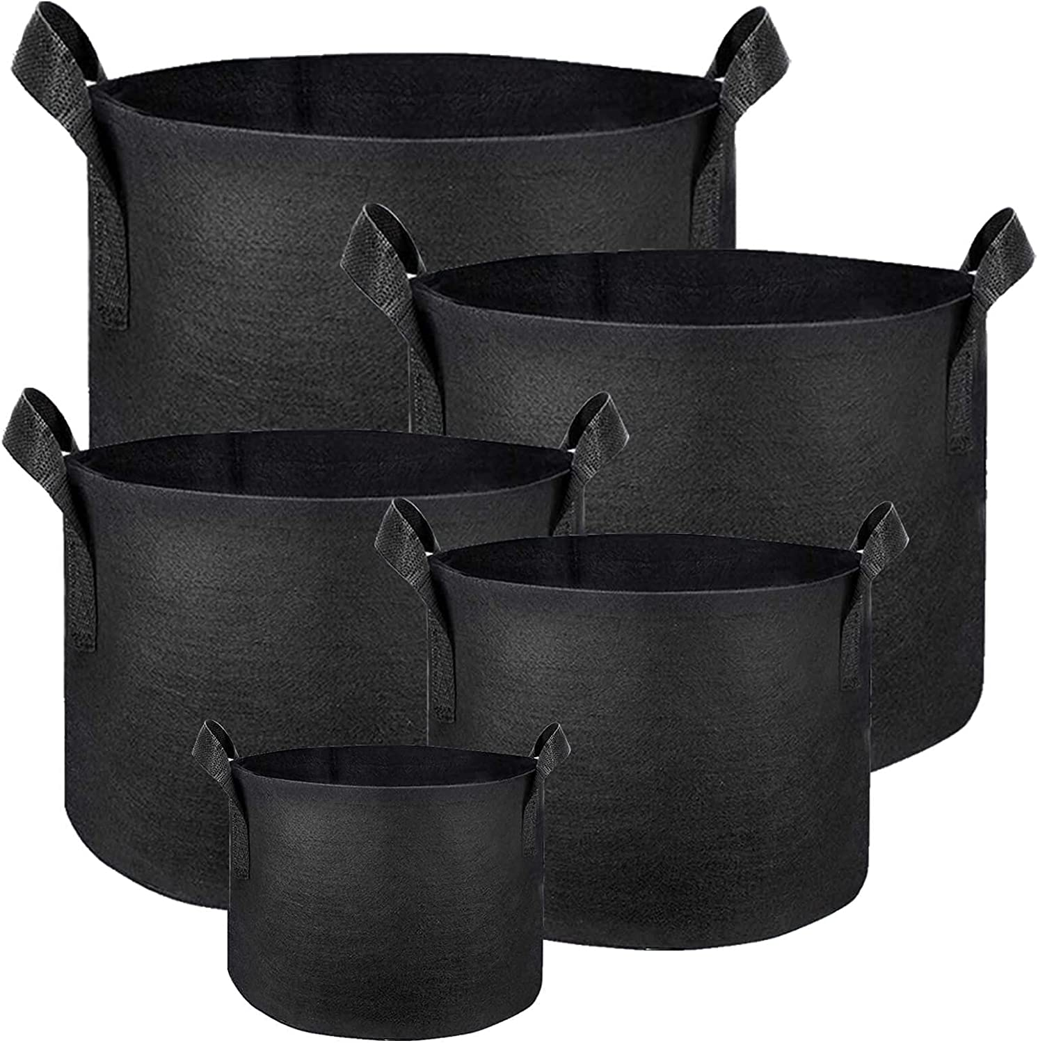 Sunstream 5-Pack 20 Gallons (76L) Heavy Duty Thickened Nonwoven Fabric Pots Grow Bags with Handles image number 6