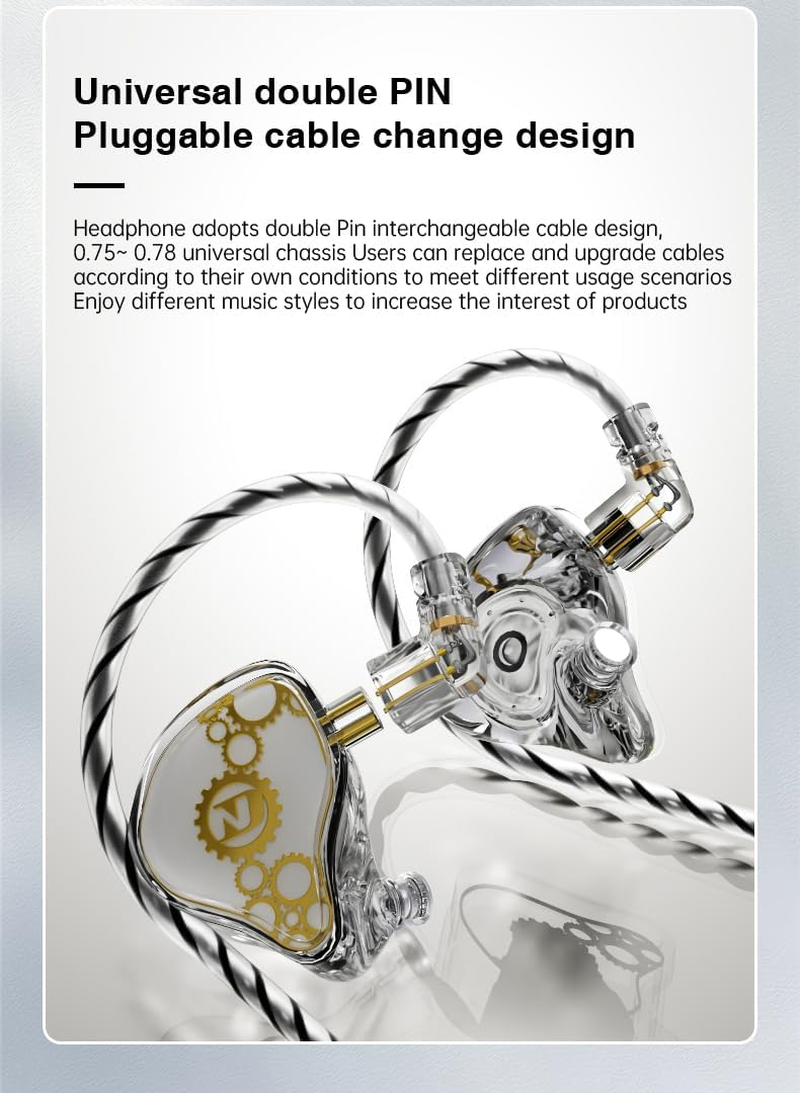 KAMINRUN ND Venus In-Ear Monitor Headphones, 10 Mm Double Magnetic Dynamic Driver IEM Earphones, Hifi Wired Gaming Earbuds, 2 Pin Detachable Cable (With Mic, Black, USB-C Port) image number 5