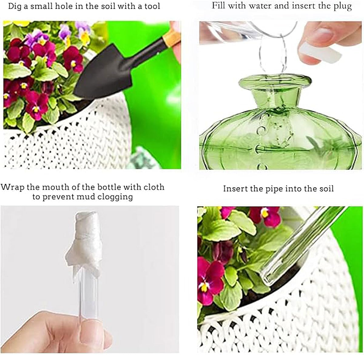 AIMALL Automatic Glass Watering Globes for Plants, 2-Pack 9-Inch Decorative Self-Watering Bulbs, Drip Irrigation for Indoor and Outdoor Potted Flowers and Succulents image number 2