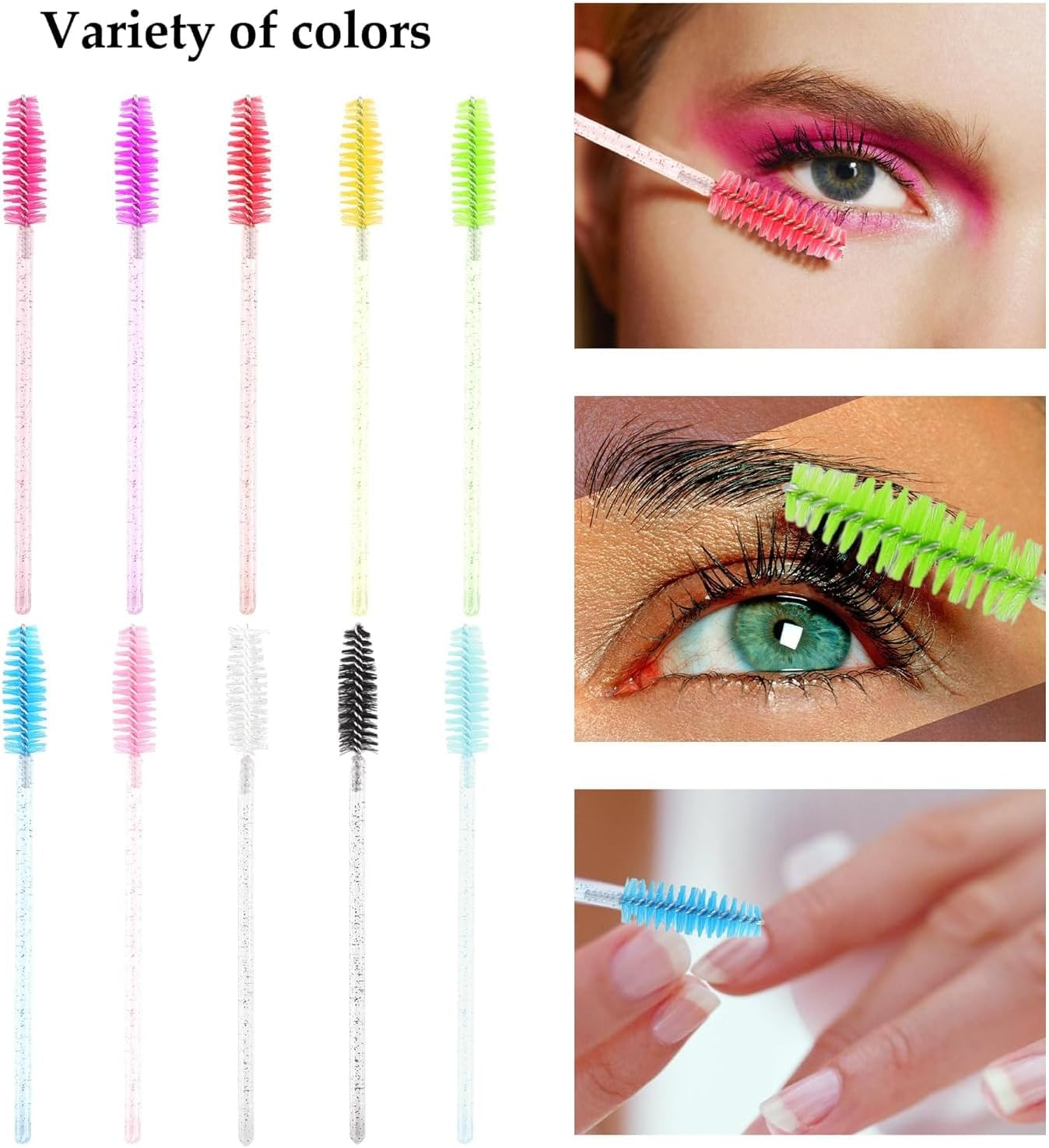 Disposable Eyelash Spoolies for Extensions & Mascara, 500PCS Lash Brushes with Crystal Tube for Home Salon Use, 2 in 1 Spoolie Wand and Lash Applicator - SZTTY image number 5