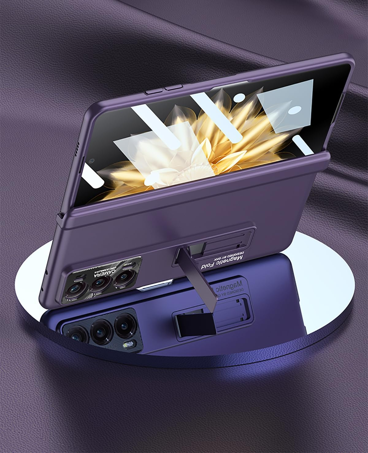 COQUE Honor Magic V2 Case with Tempered Film,Hinged Folding All-Inclusive Shell,Folding Phone Cover for Honor Magic V2-Black, AI009 image number 3