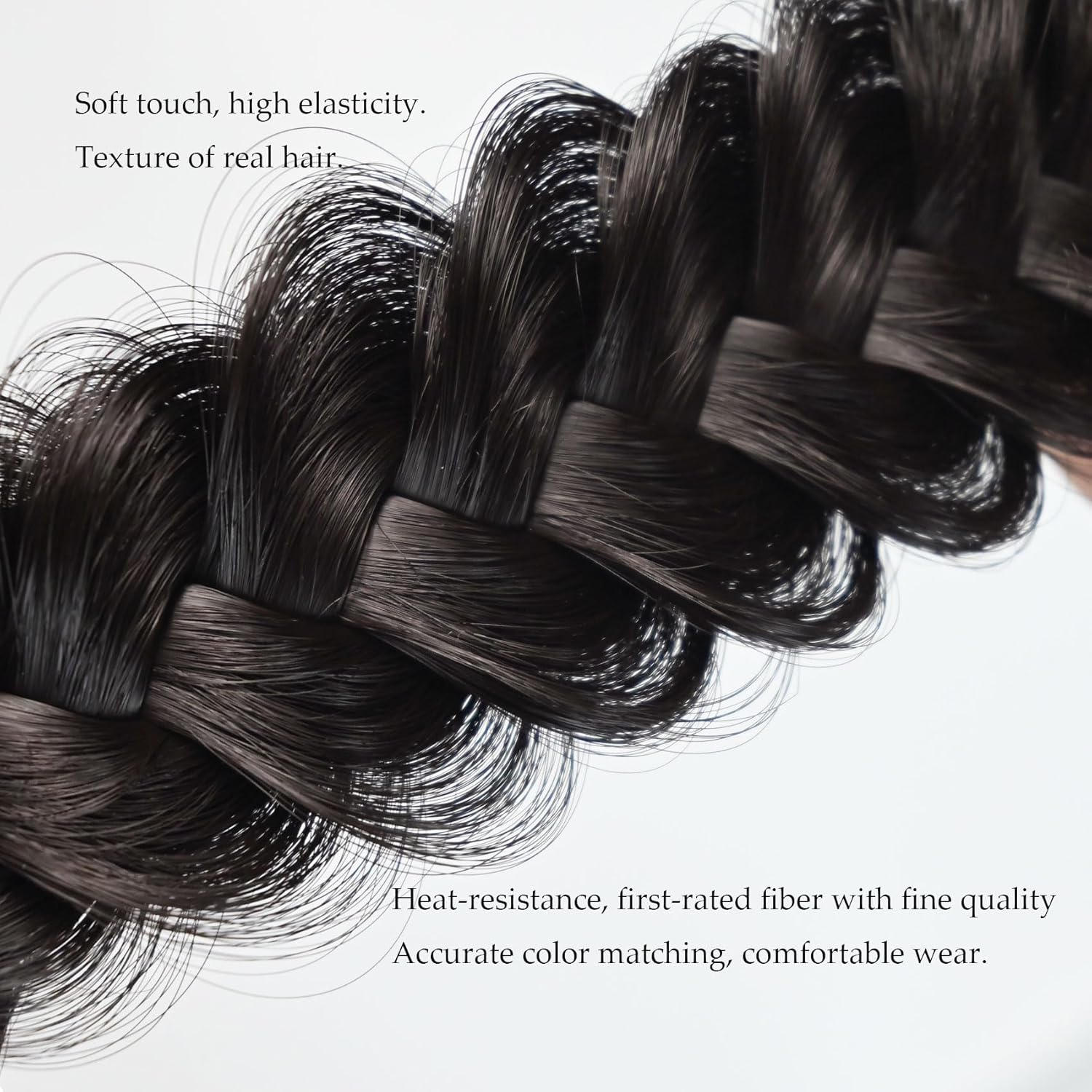 TOECWEGR Braided Headband Withtooth Wide Braid Messy Hair Hoop Womenfashion Hair Accessories (Dark Brown Black 2A) image number 5