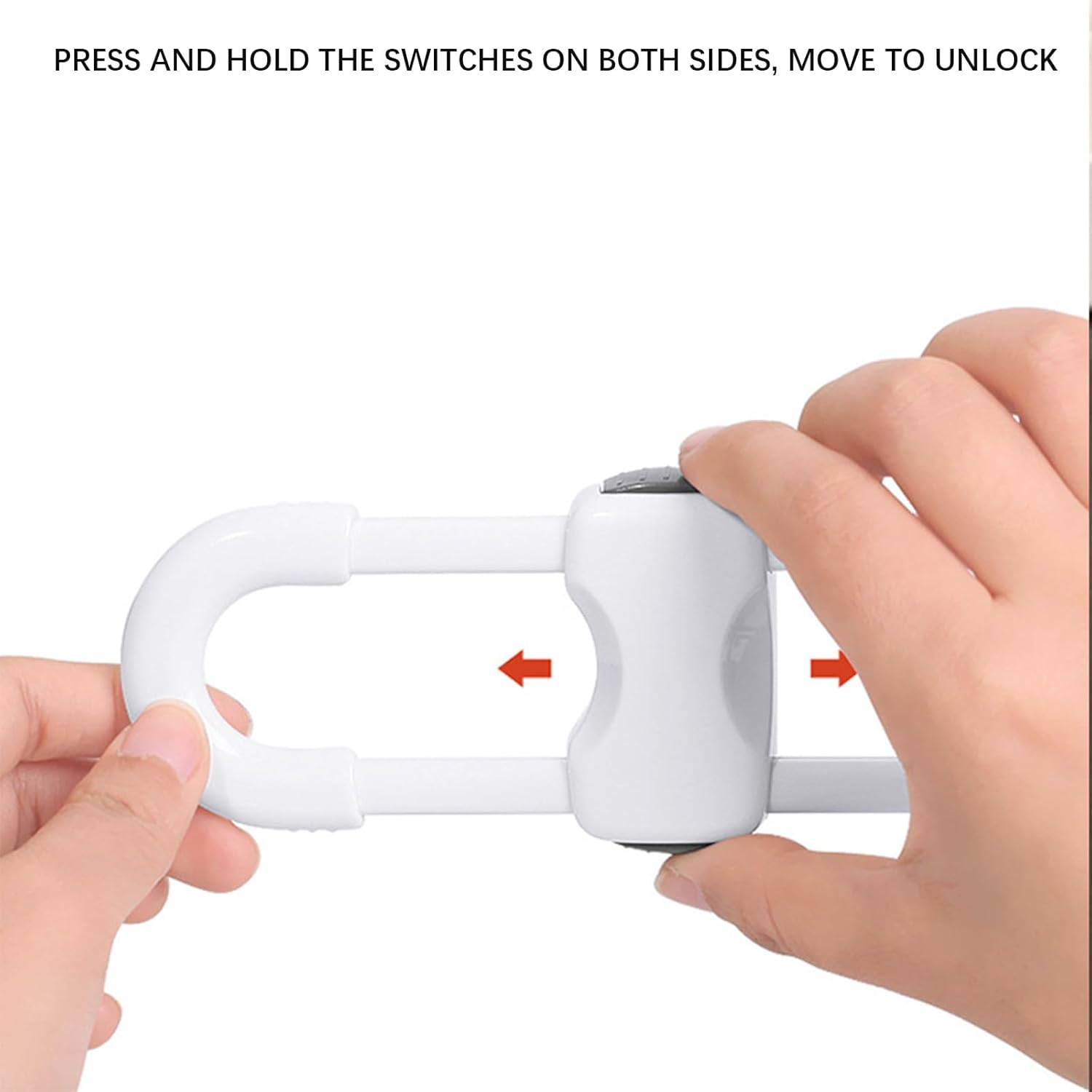 Cabinet Locks for Baby,2 Pack U Shaped Child Proof Cabinet Locks Baby Proofing Cabinets Adjustable Latches for Drawers, Baby Safety Secure Buttons Locks image number 4